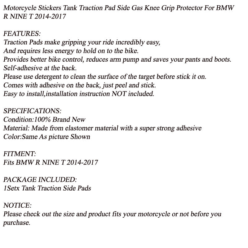 Tank Traction Pads Side Gas Knee Grip Protector For BMW R NINE T R9T 2014-2017 Generic