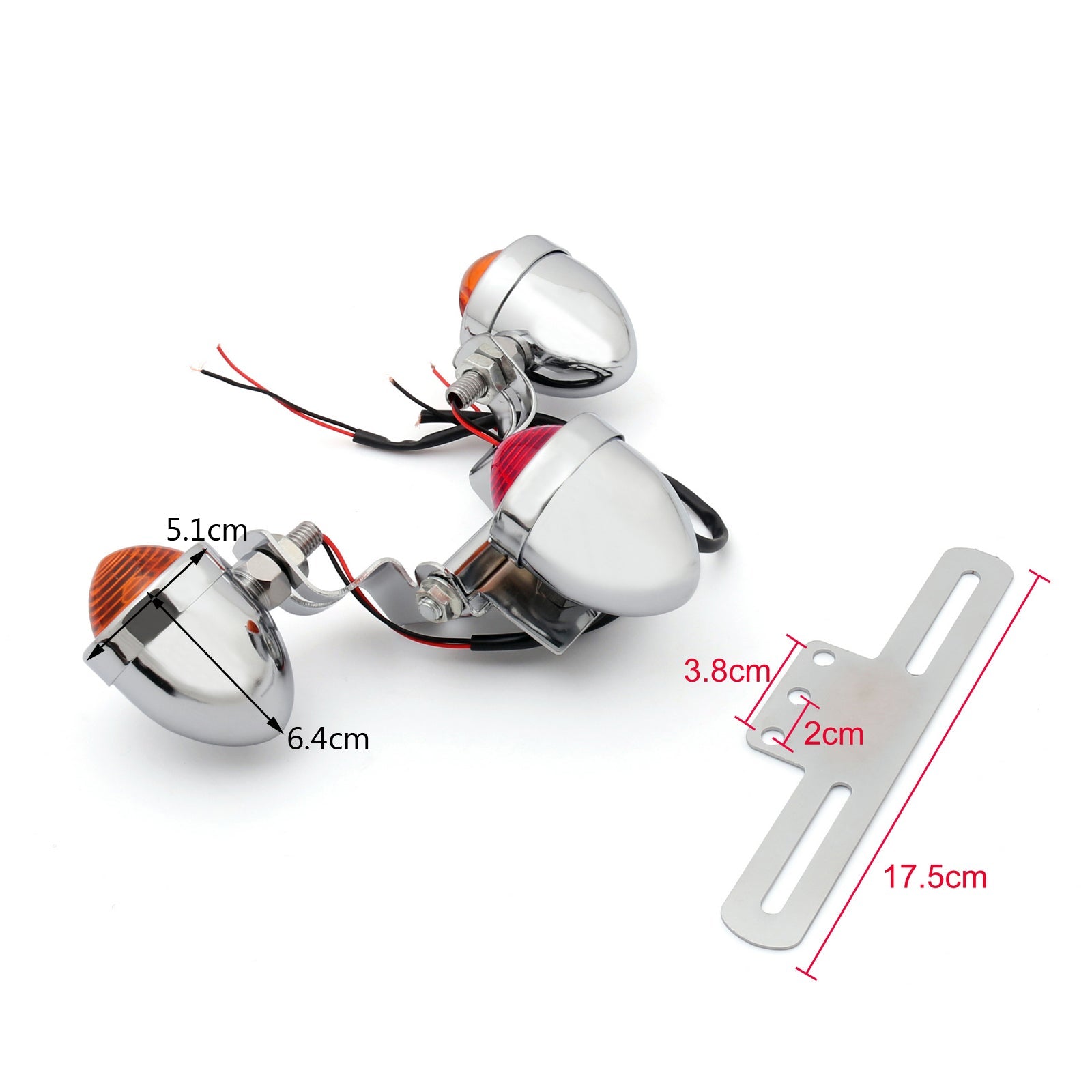 Soporte de placa de matrícula Universal para motocicleta, luz trasera, luz de freno genérica