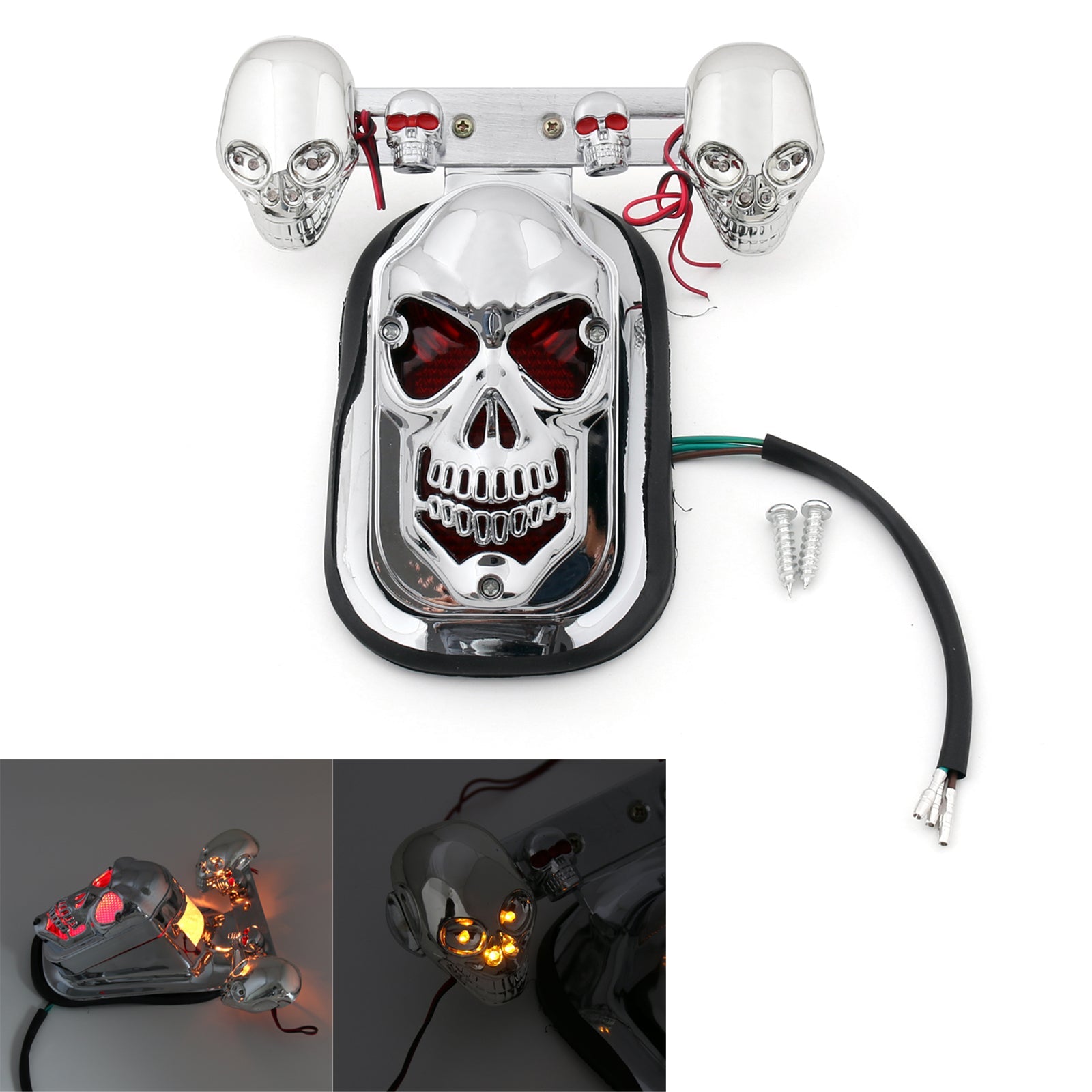 Motorsykkel Skull Signal Bakbremsestopplys for Harley Generic