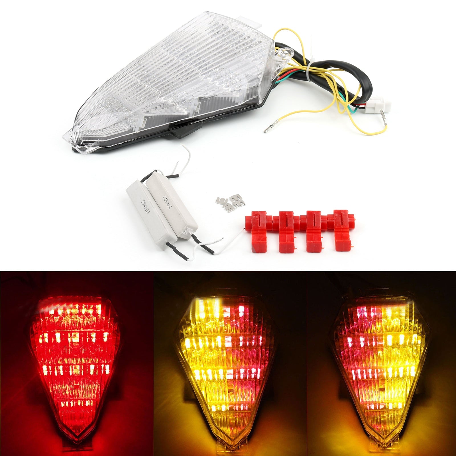LED-bakljus integrerade blinkers för Yamaha YZF R6 2008-2014 Smoke Generic