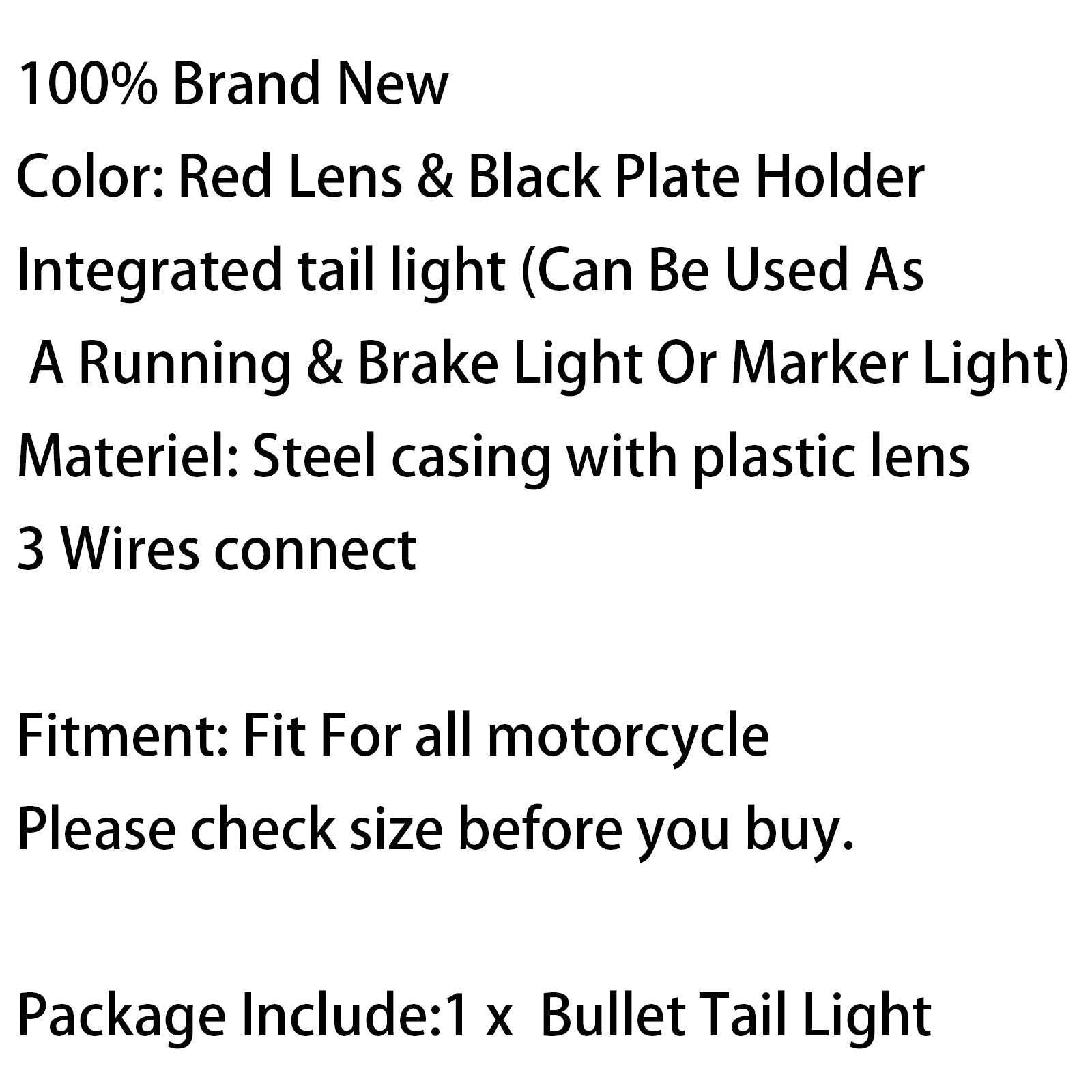 Motorcycle Brake Stop Achterlicht Achterlicht Indicator Signaallamp, 2 kleuren Generiek