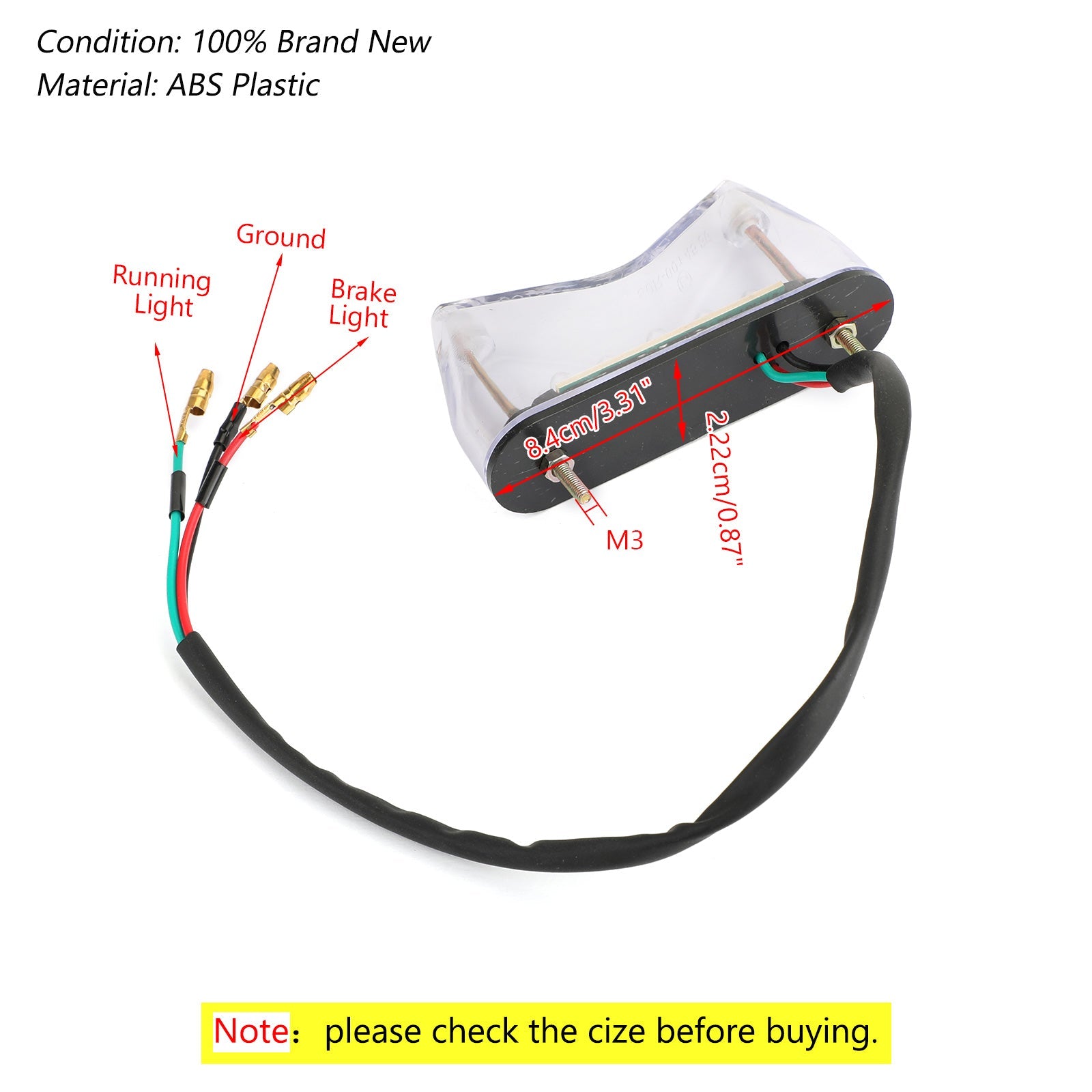 1x Broms Running Light LED för universell motorcykel Bobber ATV Dirt Bike Generic