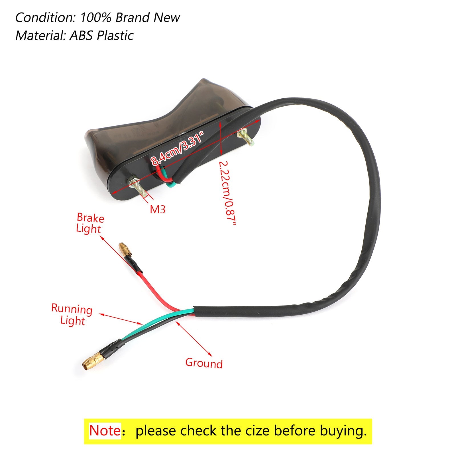 1x remlicht achterlicht LED voor universele motorfiets Bobber ATV crossmotor generiek