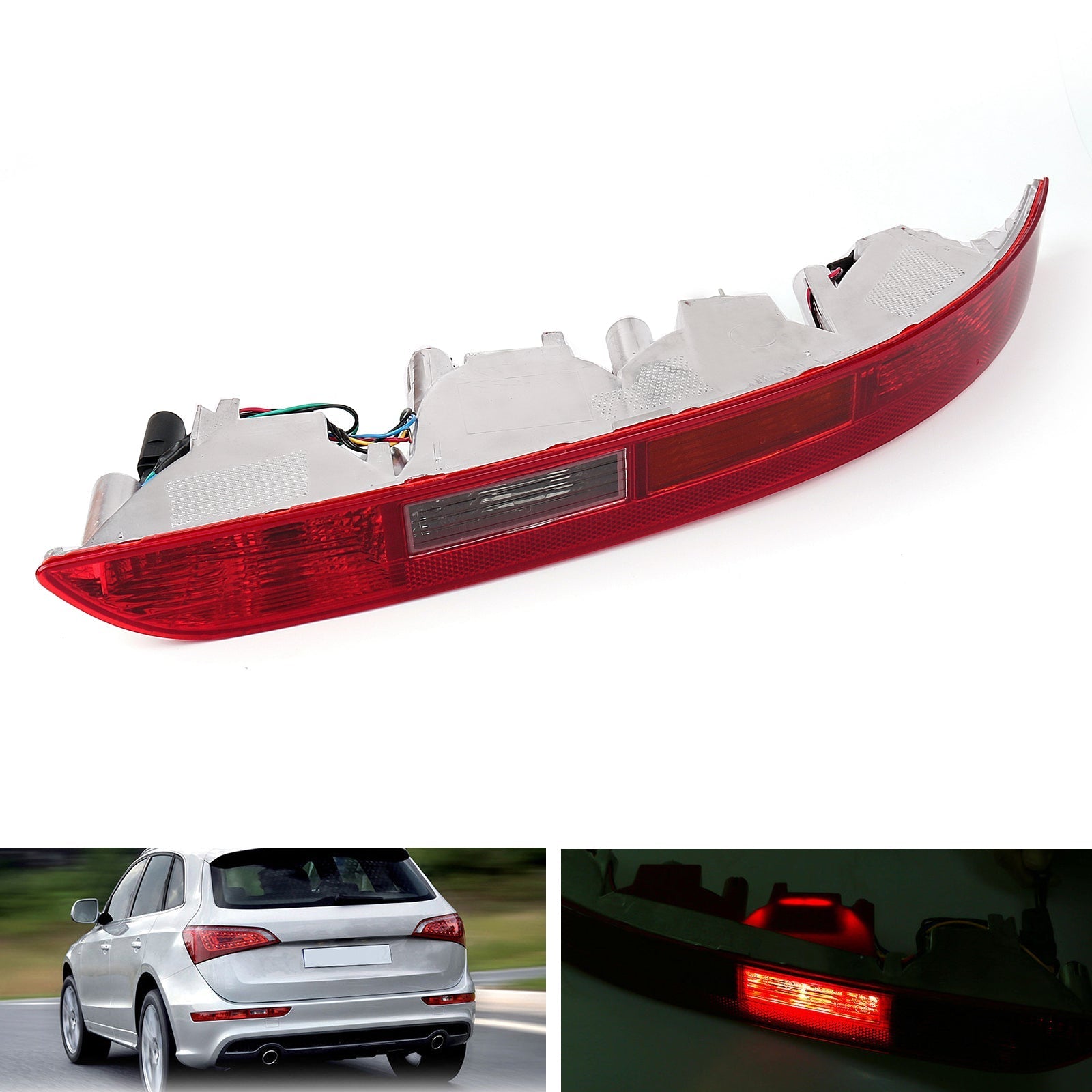 Audi Q5 2009-2015 Left Right Lower Tail Light Lamp Rear Reverse Bumper Light ABS Plastic with 4 Bulbs