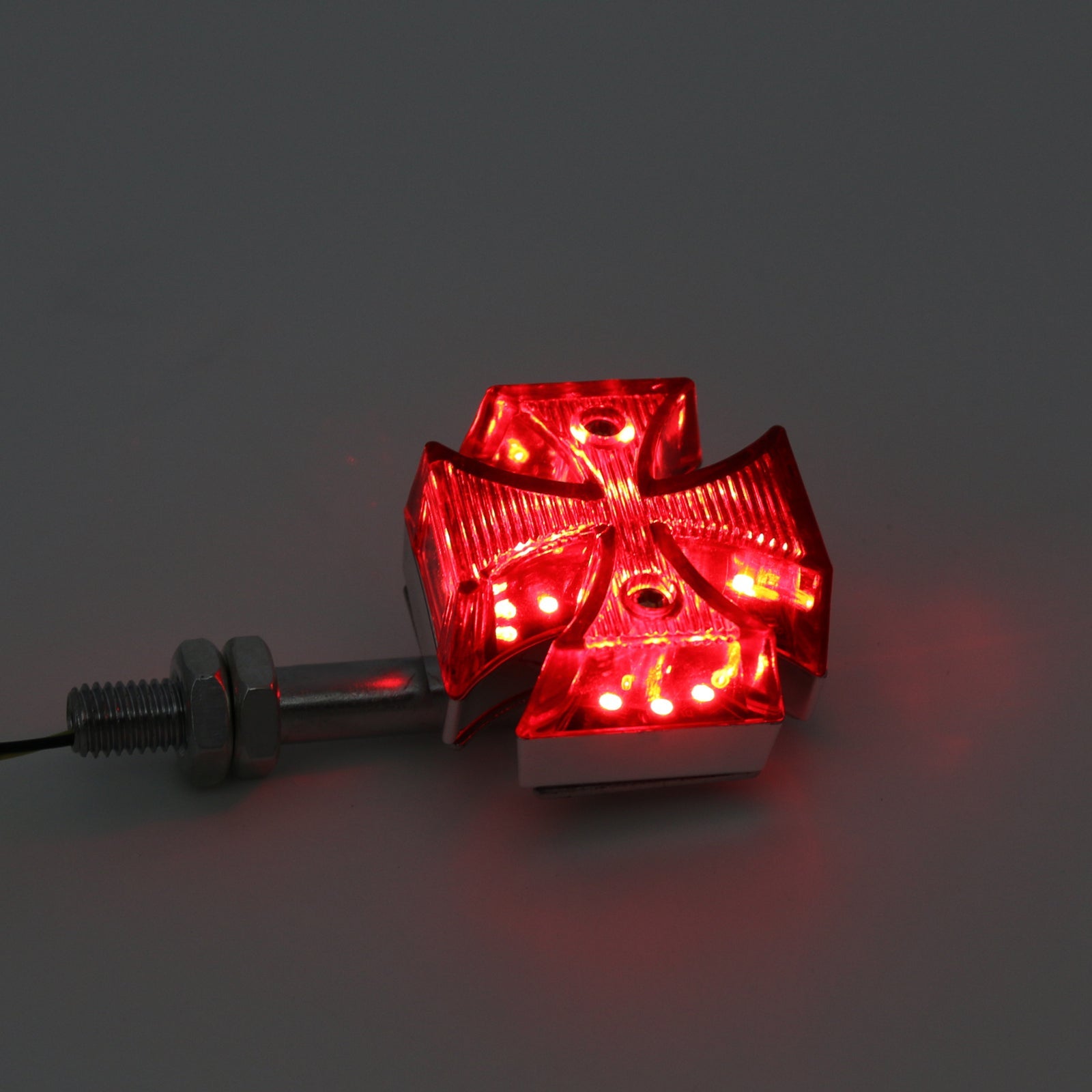 2x Luz LED de señal de giro de Cruz Maltesa Roja personalizada para motocicleta Harley genérica