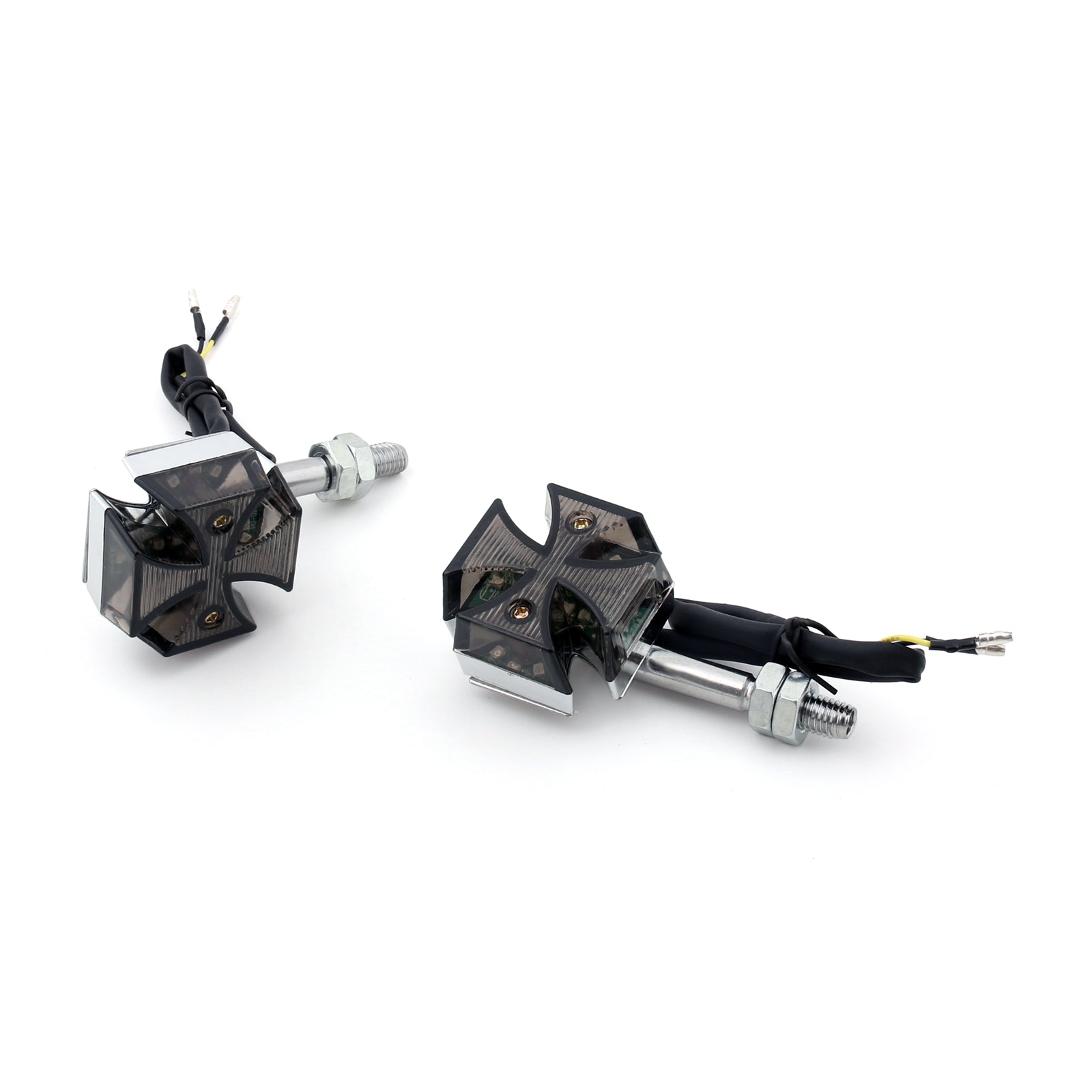 2x Luz LED de señal de giro de Cruz Maltesa Roja personalizada para motocicleta Harley genérica