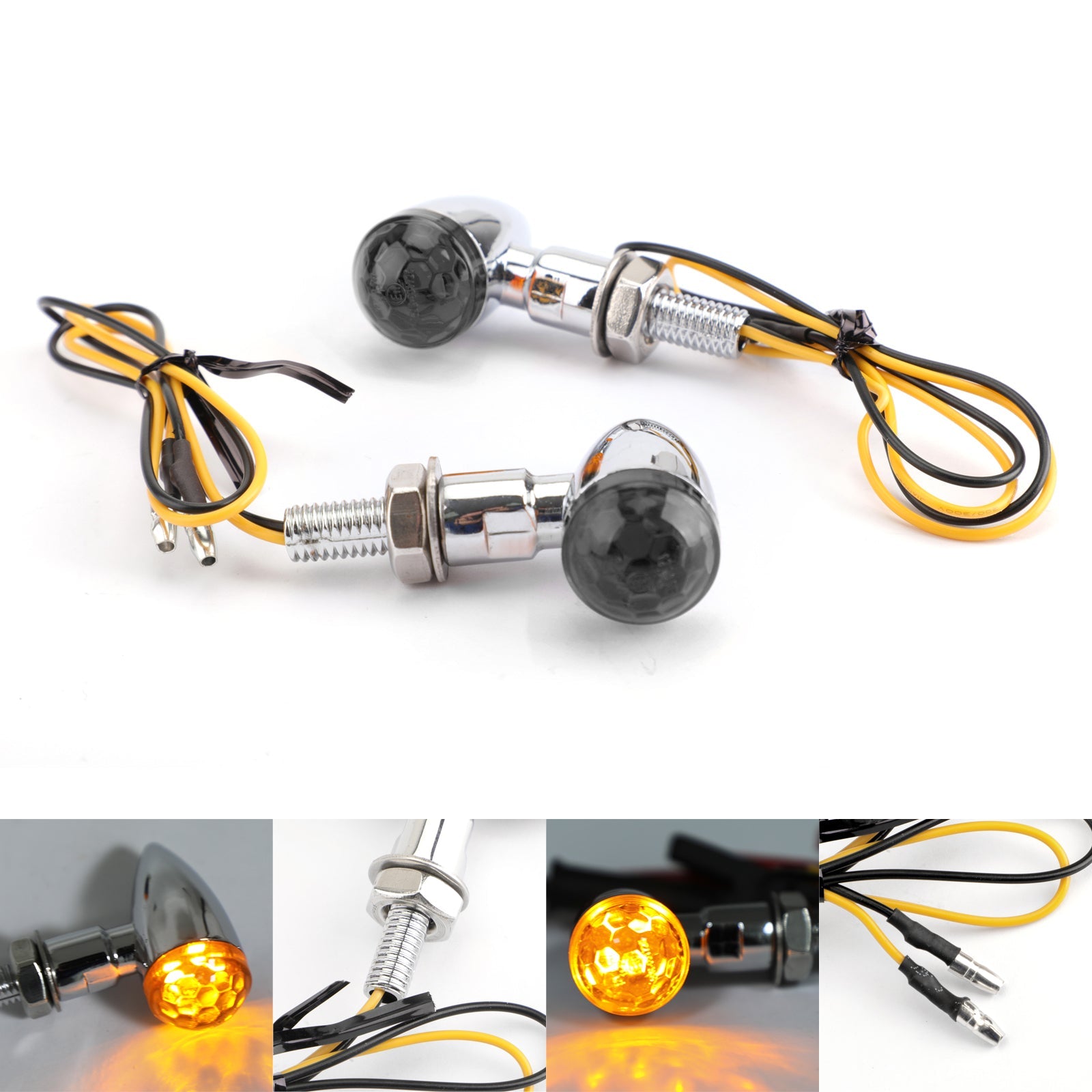 2x Universal Metal LED Mini Bullet Sfærisk linse blinklys indikatorer lys generisk