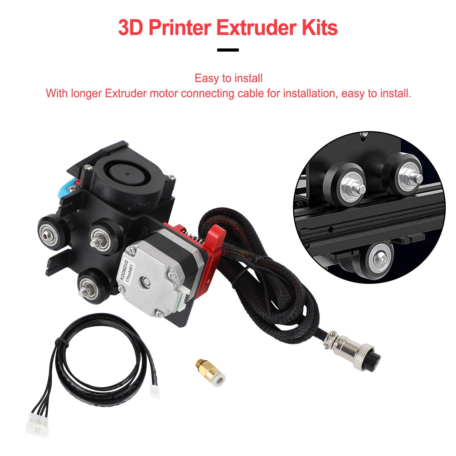 3D-skriver MK8 DIREKT DRIVE PULLEY TURBO FAN-ekstruder for CR-10 Ender3 12V/24V