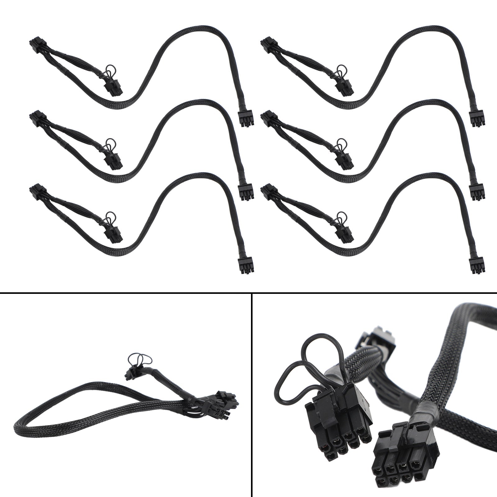 Cable divisor de alimentación PCIE de 6 pines macho a 8 (6+2) pines macho dual para GPU, 18 AWG, 50 cm