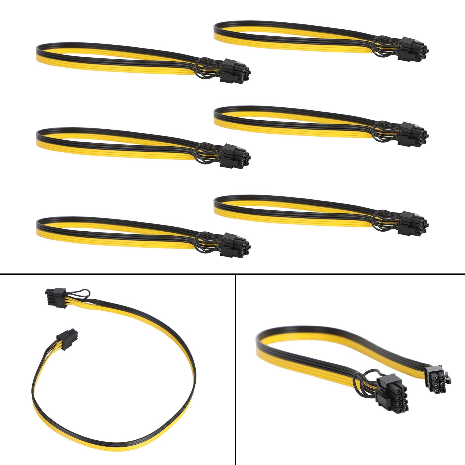 Cable divisor de alimentación PCIE de 6 pines macho a 8 (6+2) pines macho dual para GPU, 18 AWG, 50 cm