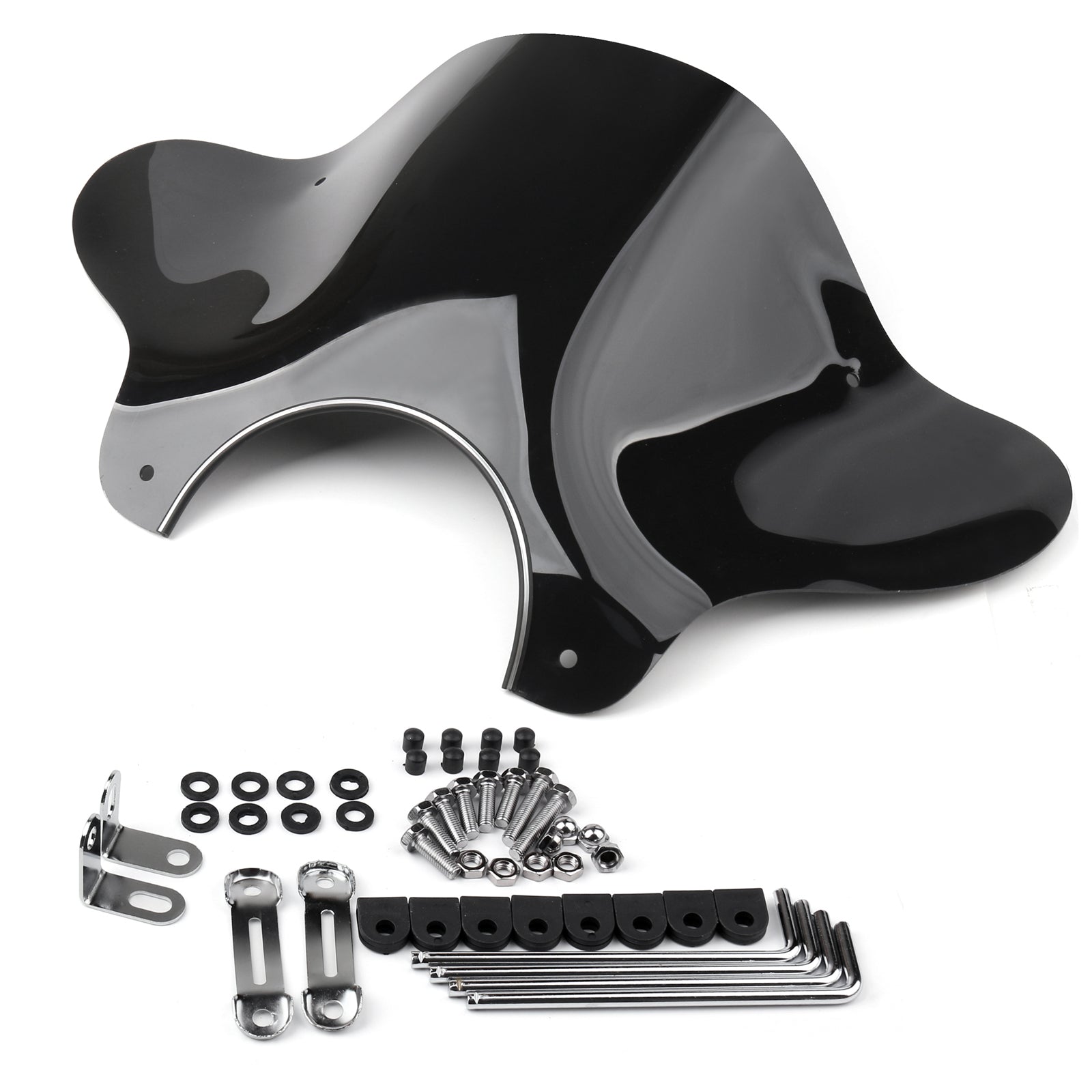 Pare-brise de pare-brise avec kit de montage pour le croiseur de moto universel, fumée générique