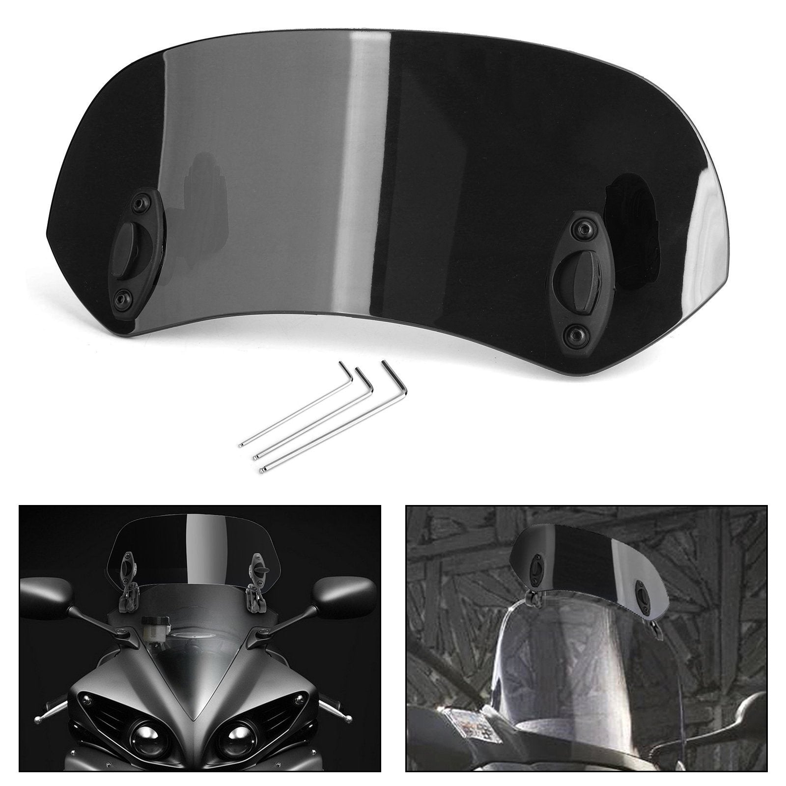 Clip ajustable para motocicleta, alerón de extensión de parabrisas, Deflector de viento genérico