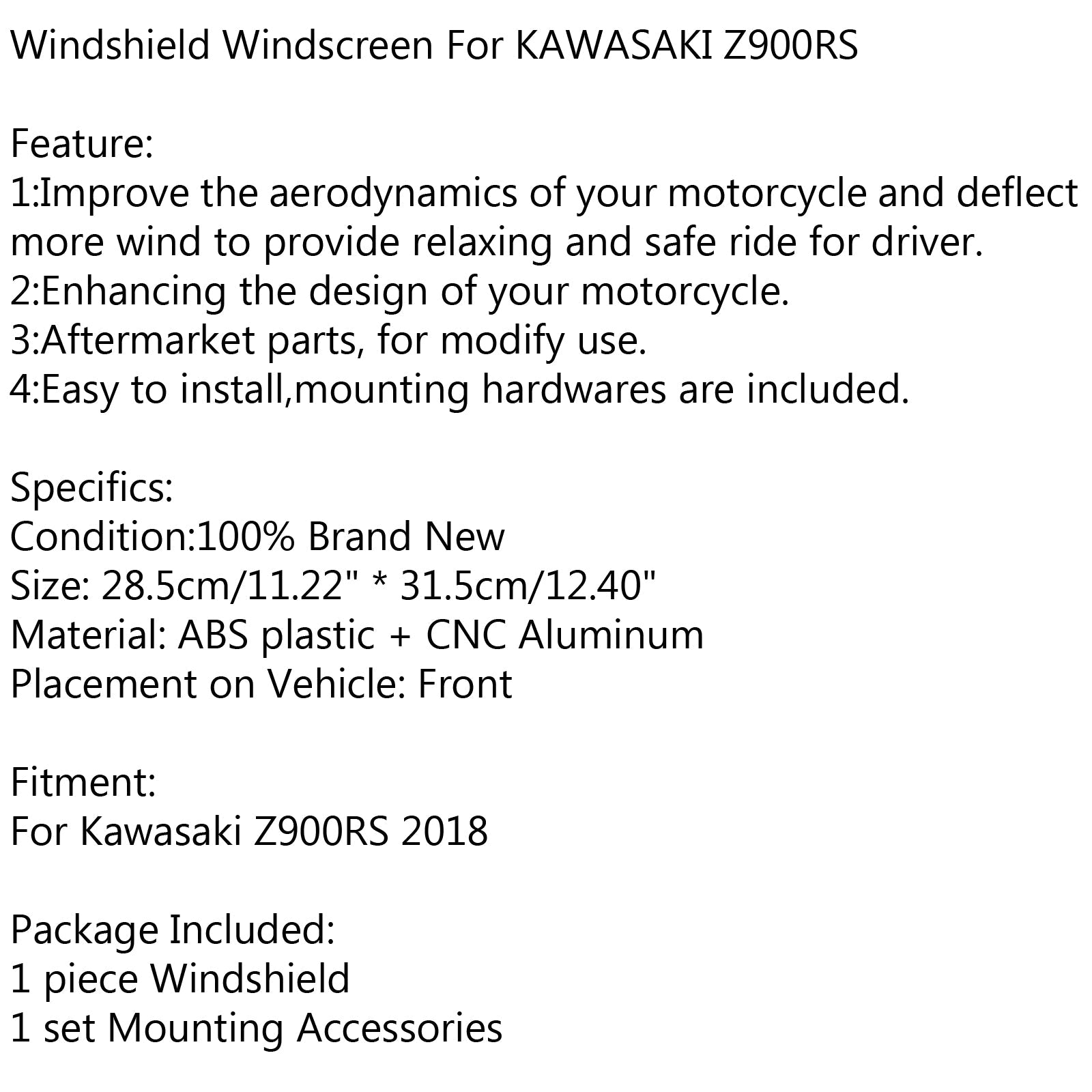 Pare-brise ABS pour Cafe Racer, protection contre le vent pour Kawasaki Z900RS 2018 générique