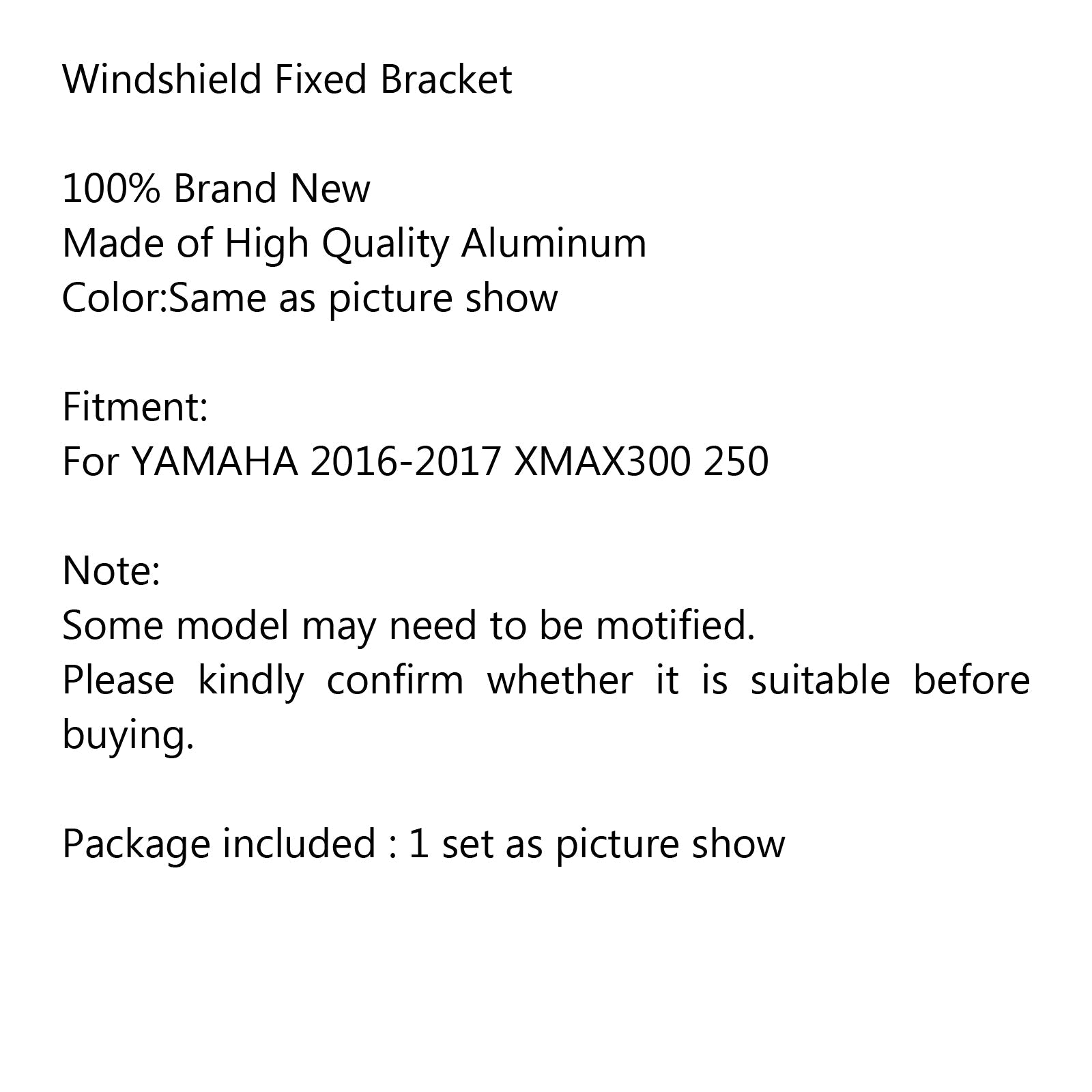Motorcykel vindrutor Vindrutan Fast konsol för Yamaha 2016 2017 Xmax300 250 Generic