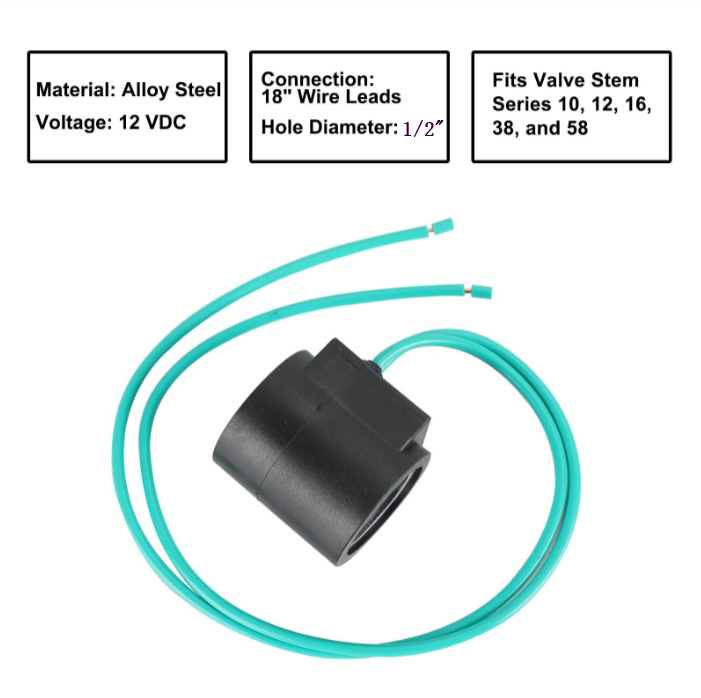 6352012 12V magnetventilspole med trådledningar 10 12 16 38 58 serie