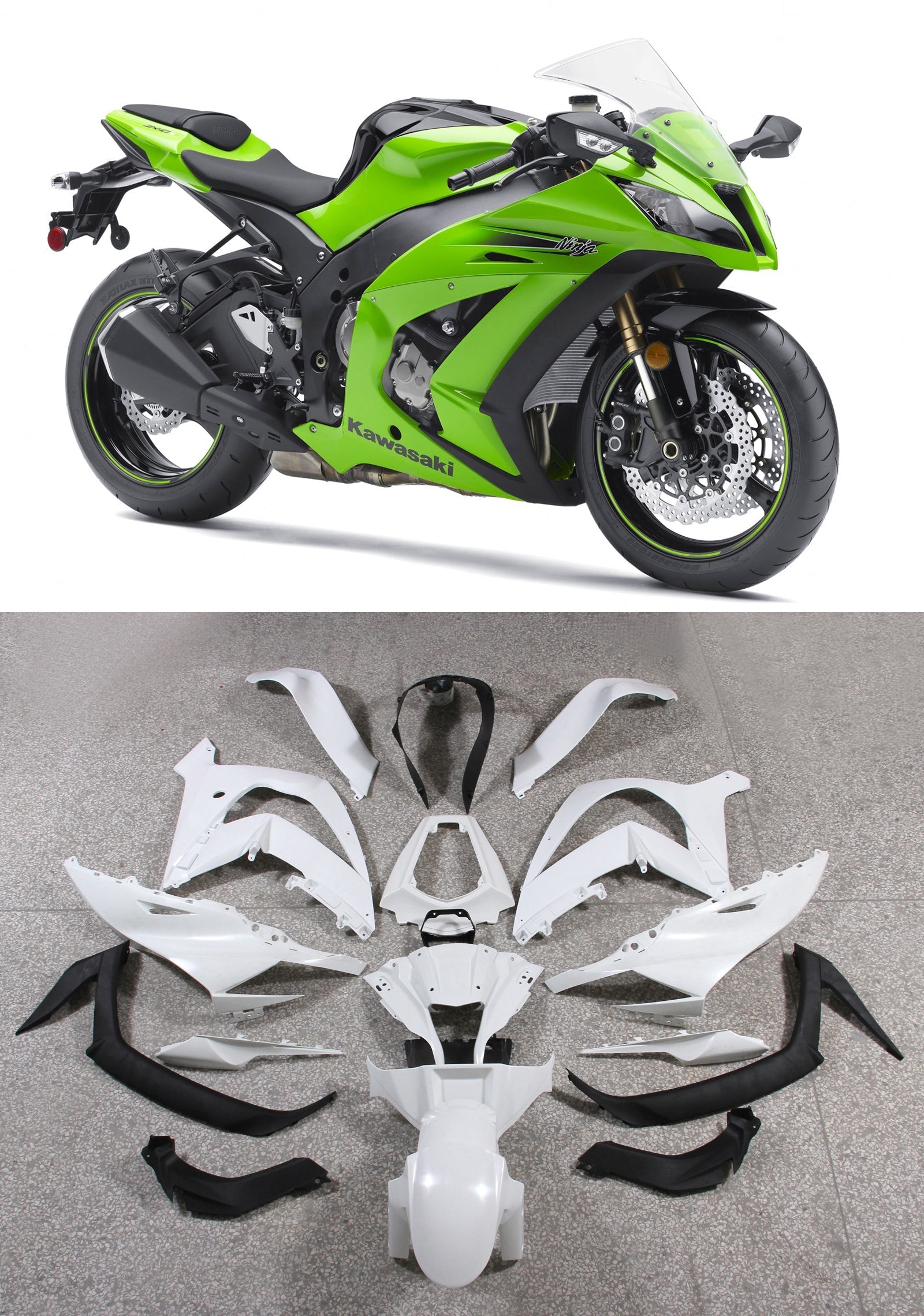 2011-2015 Ninja ZX10R Carenado de carrocería verde ABS Juego de plásticos moldeados por inyección 3# Genérico