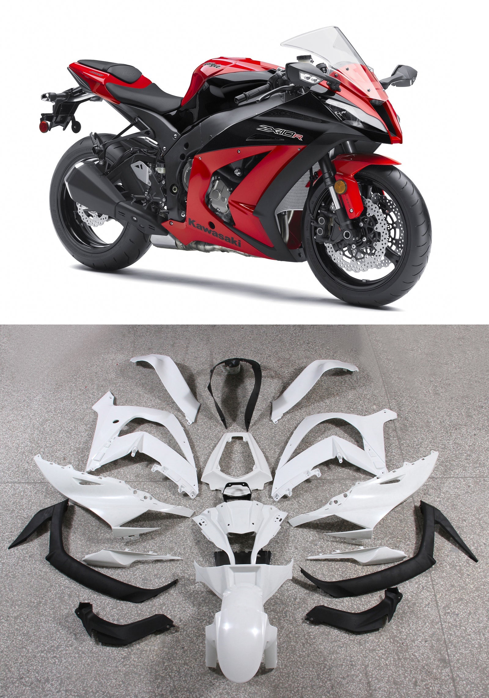 2011-2015 Ninja ZX10R Rød karosseri Fairing ABS Injection Molded Plastics Set 4# Generic