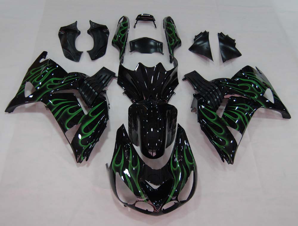 2006-2010 Kawasaki ZX14R Amotopart Kuipen Zwart & Groene Vlam Ninja Racing