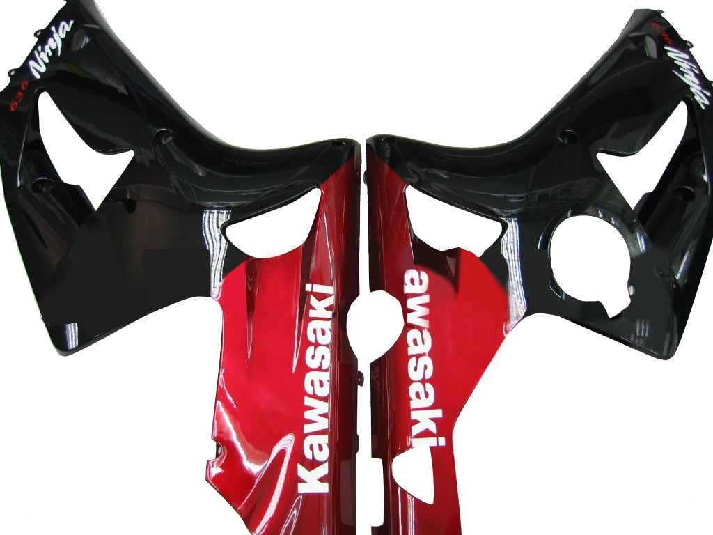 2003-2004 Kawasaki ZX6R 636 stroomlijnkappen Zwart Rood ZX6R Racing Generiek