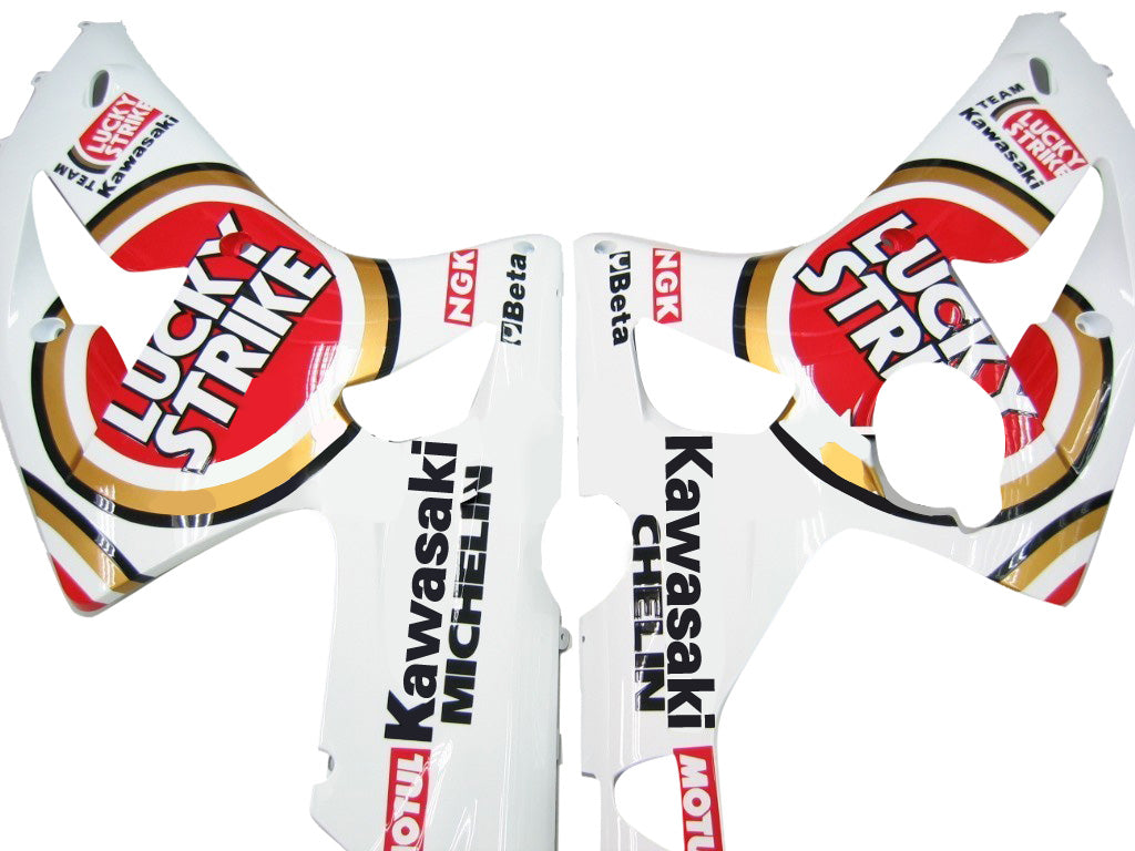 2003-2004 Kawasaki ZX6R 636 stroomlijnkappen Wit Rood Lucky Strike Ninja Racing Generiek