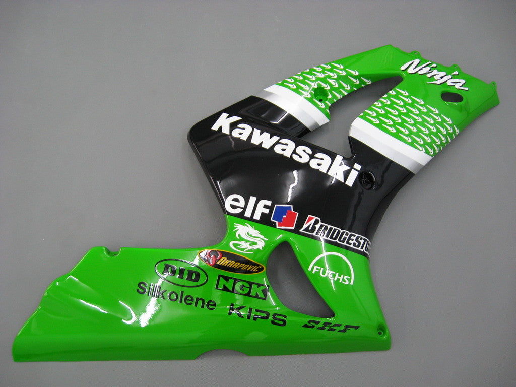2003-2004 Kawasaki ZX6R 636 stroomlijnkappen groen zwart nr. 56 ELF Racing algemeen