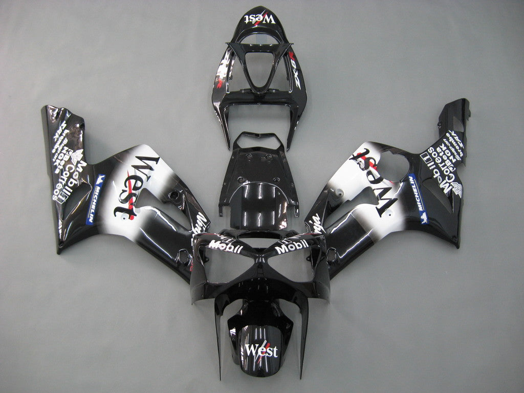 2003-2004 Kawasaki ZX6R 636 Fairings Black West Ninja Racing générique