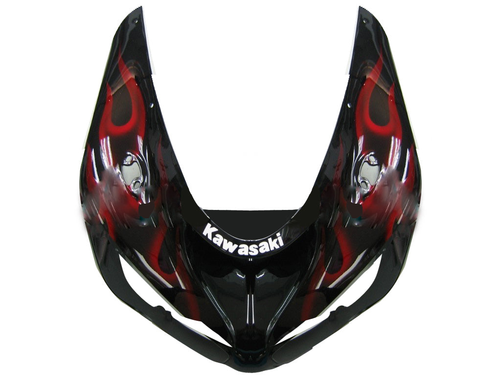2005-2006 Kawasaki ZX6R 636 kåper, svart & Rød flamme Ninja Racing Generisk