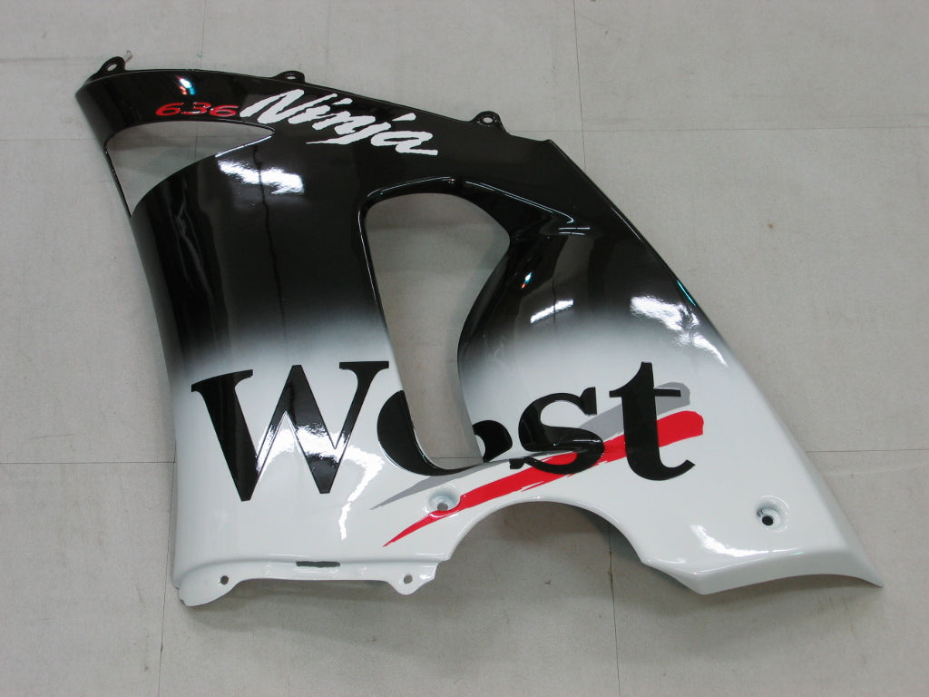 2005-2006 Kawasaki ZX6R 636 Fairings Black White West Zx6r Racing Generic