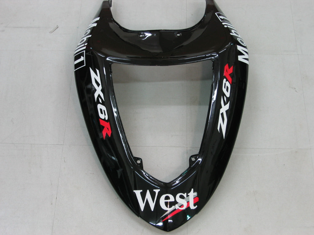 2005-2006 Kawasaki ZX6R 636 Fairings Black White West Zx6r Racing Generic