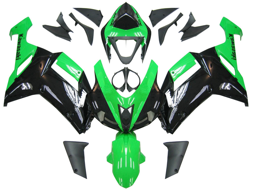 2007-2008 KAWASAKI ZX6R ZX636 FAIRINGS GRÖN Black Ninja ZX6R Racing Generic