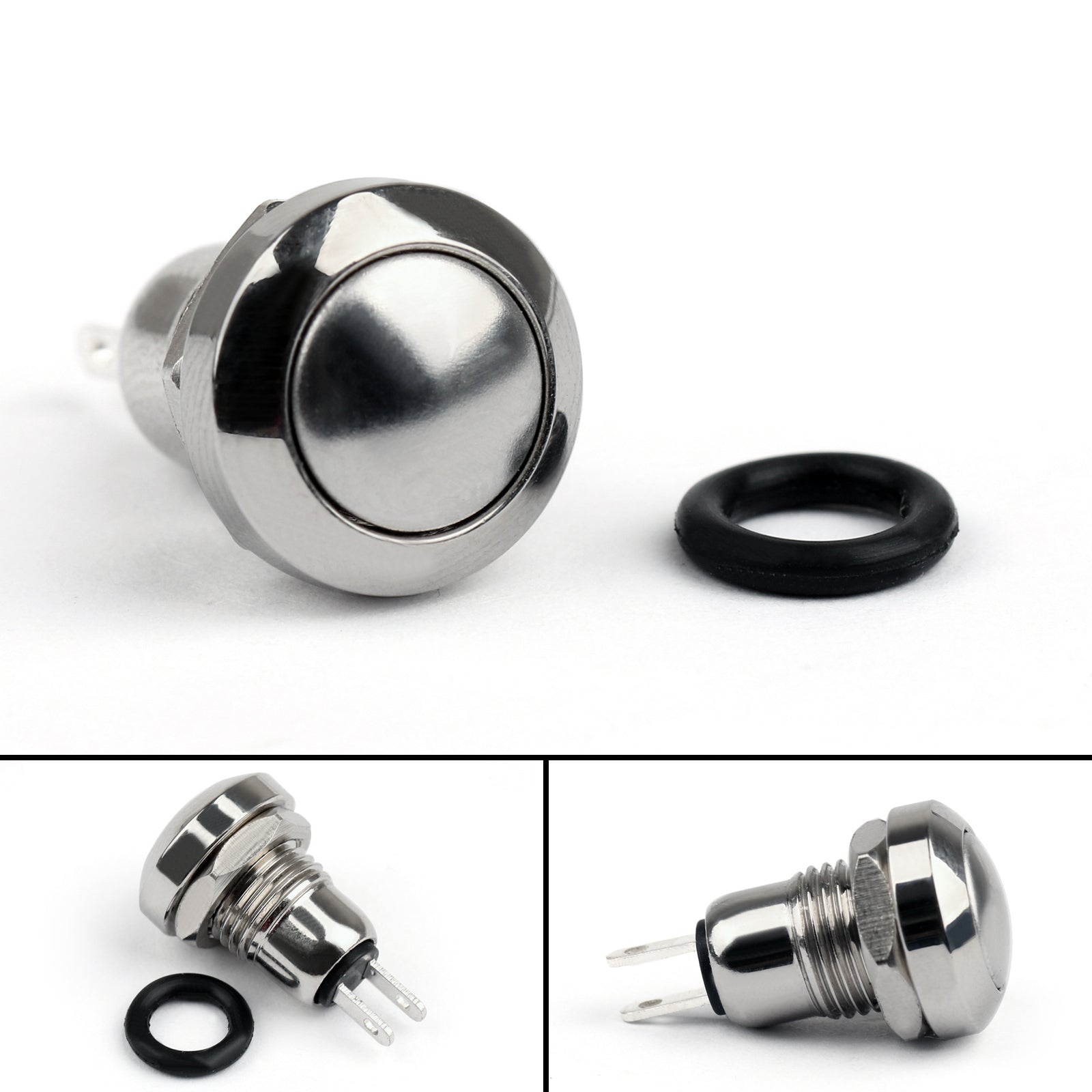 1 st 8mm mini 1no 2pin metall momentary push -knappomkopplare 3A/250V för bil/båt