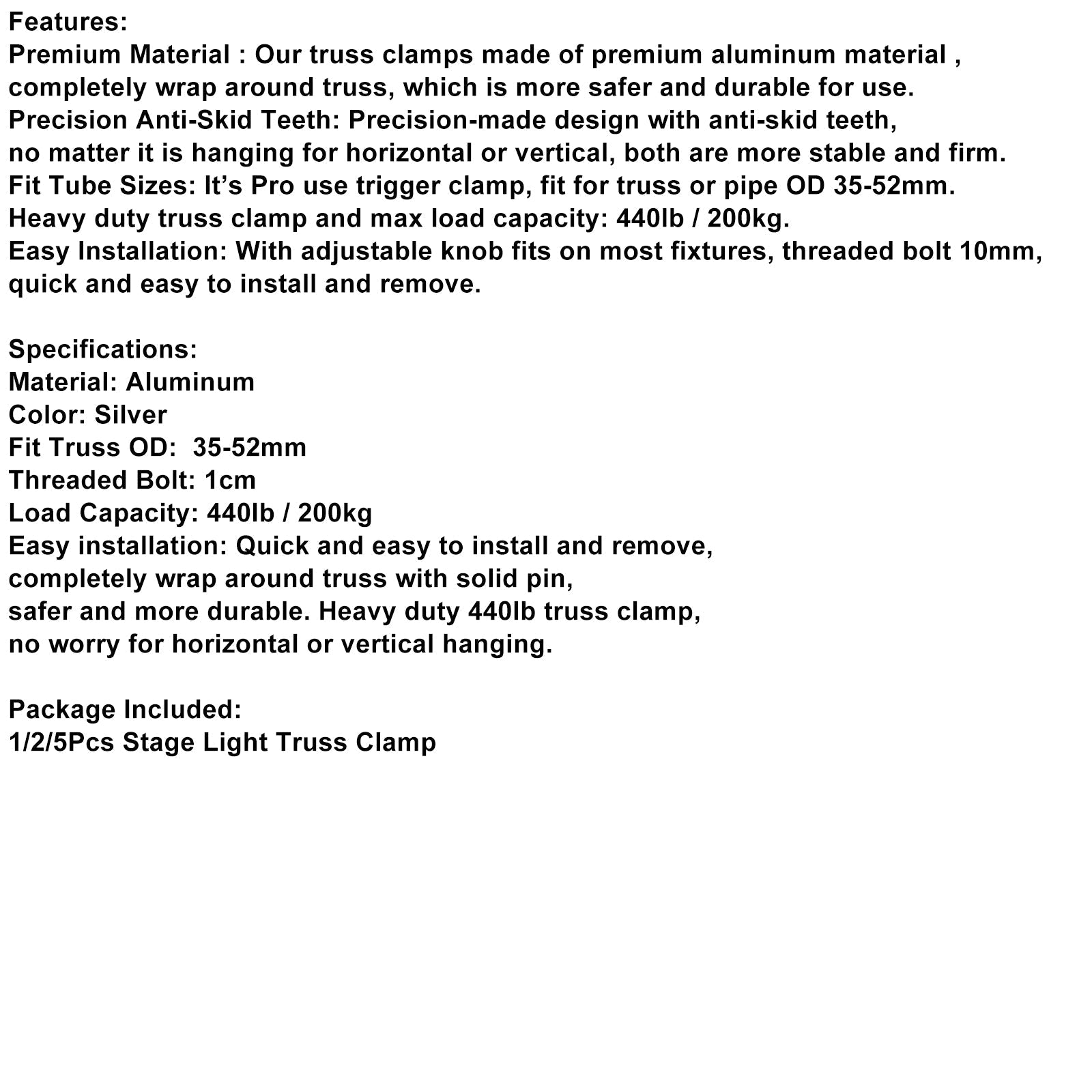 1/2/5st Stage Light Truss Clamp Fit OD 35-52mm rör för att flytta huvudet Par Light
