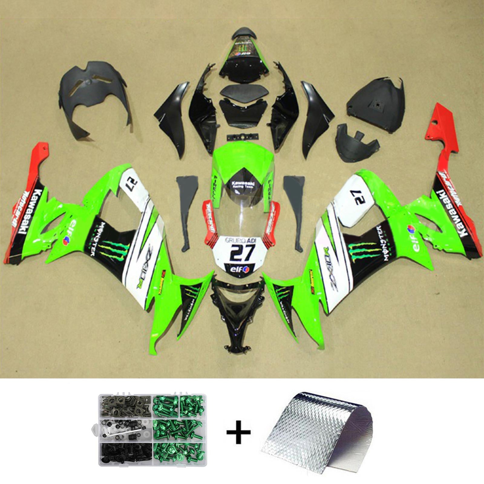 2008-2010 Kawasaki ZX10R Injeksjon Fairing Kit Bodywork Plastic ABS#134