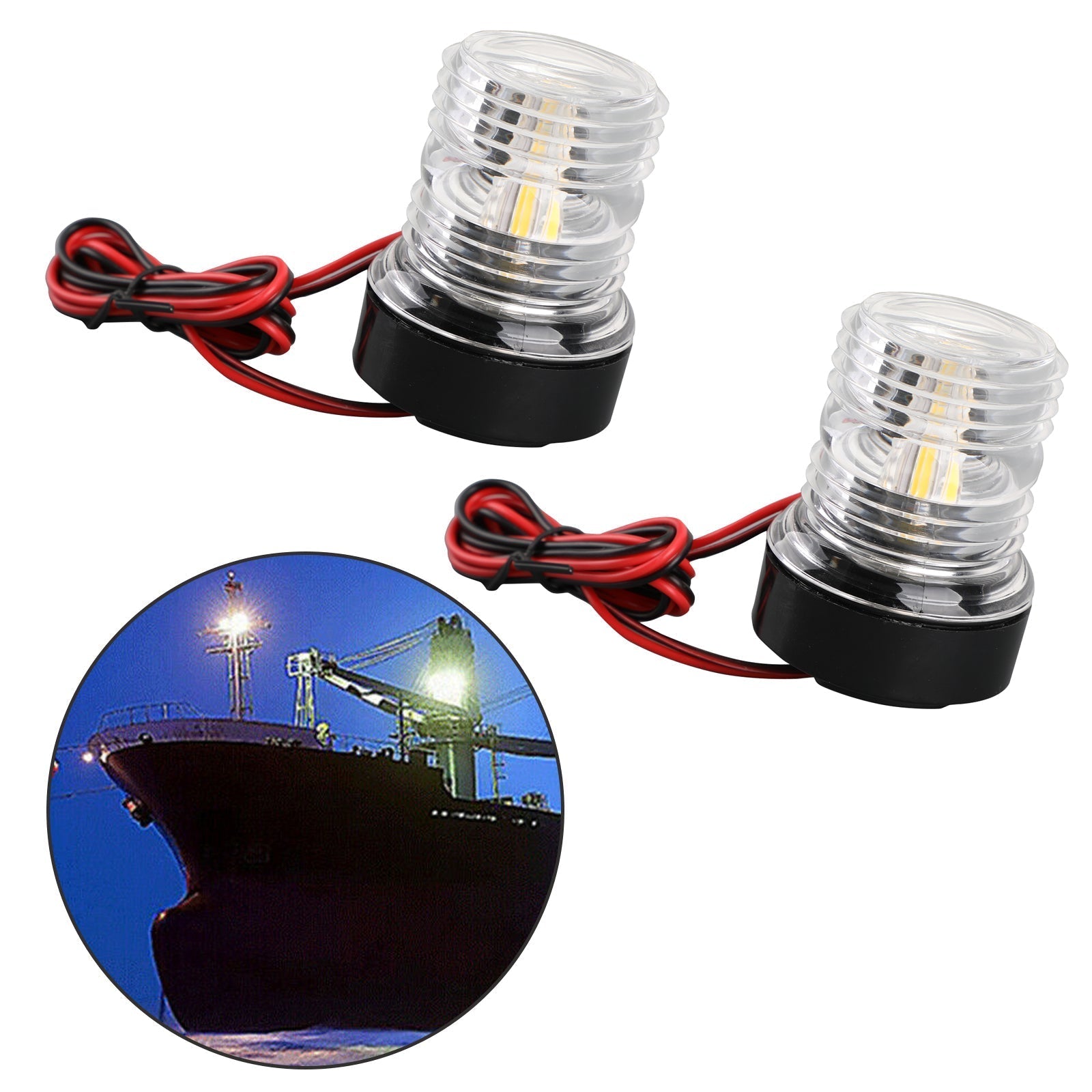 2 12v LED NAVIGATION SIGNAGE ANCRE LETURE LAMPE RONDE POUR MARINE BAAT YACHT