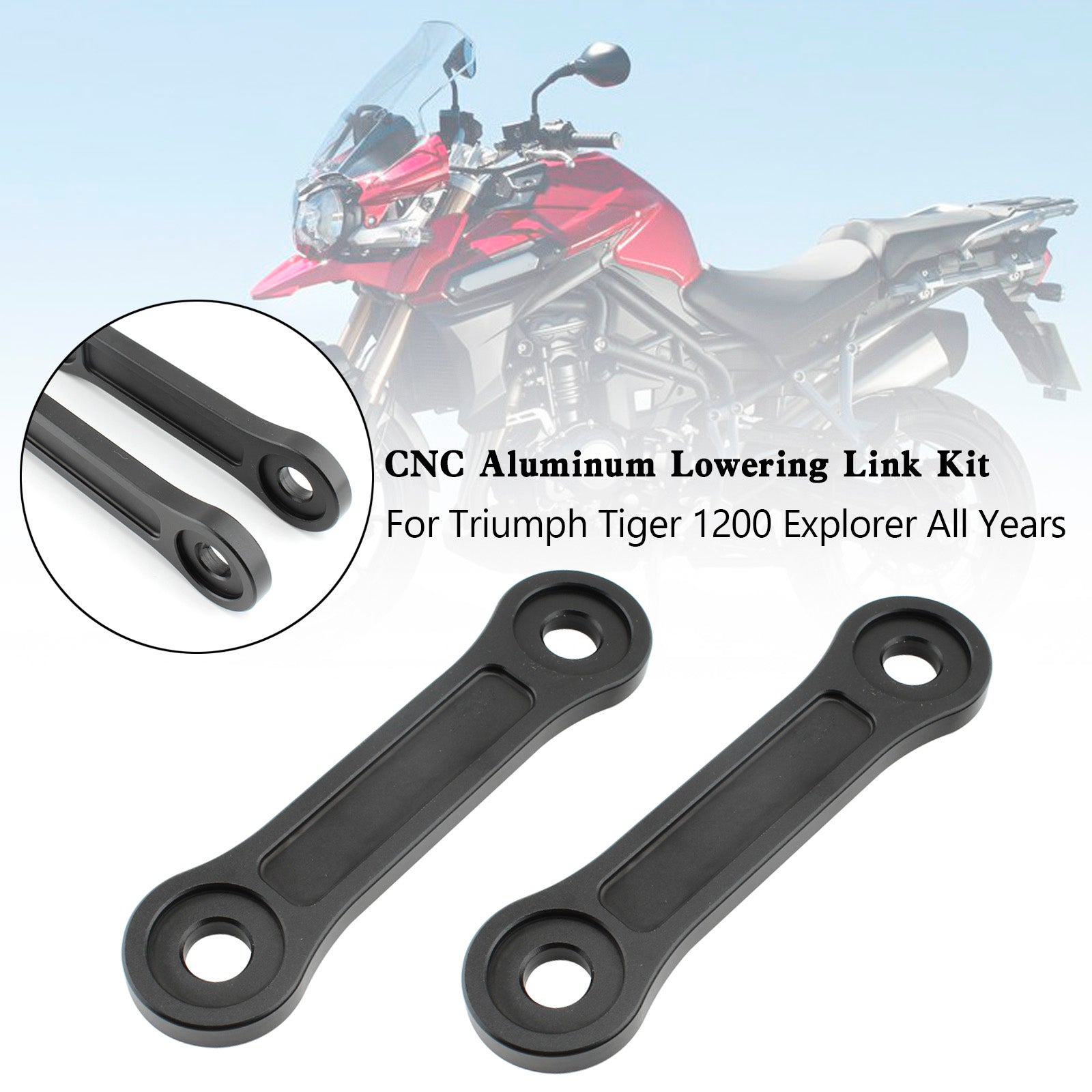 20mm Tiger 1200 Explorer todos os anos Kit de ligação de abaixamento de alumínio CNC