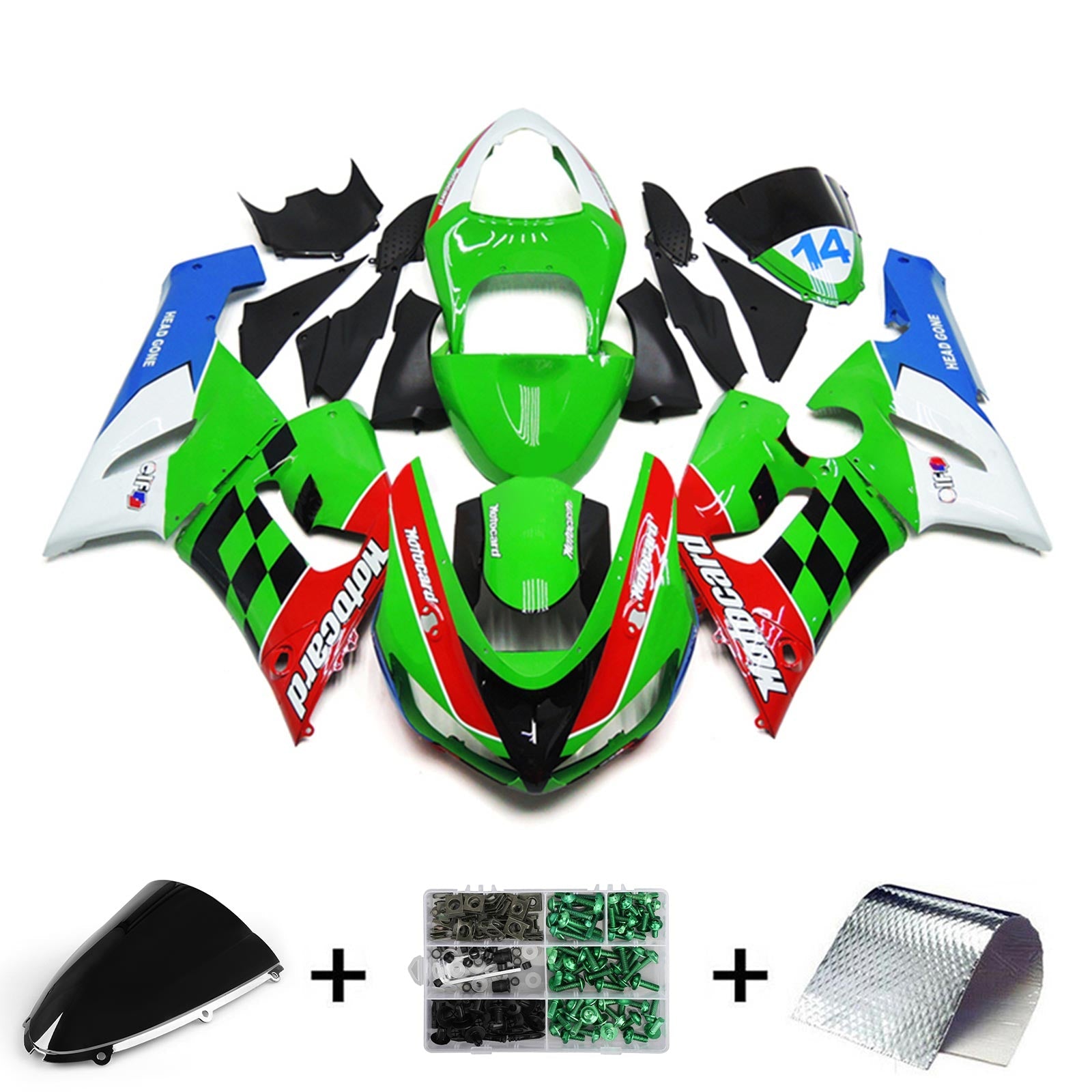 2005-2006 KAWASAKI ZX6R 636 Kit de carénage Bodywork Plastic Abs