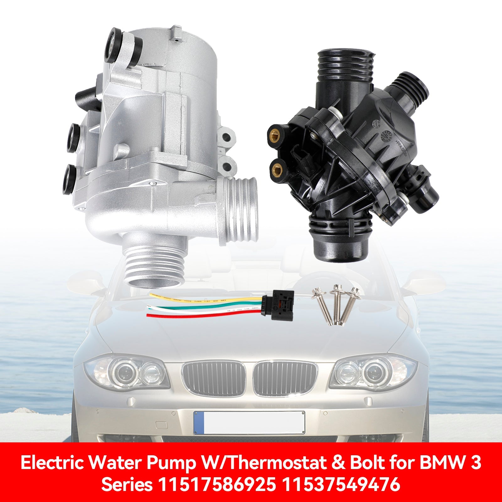 2009-2012 BMW 328i xDrive elektrisk vannpumpe med termostat & Bolt 11517586925 11537549476