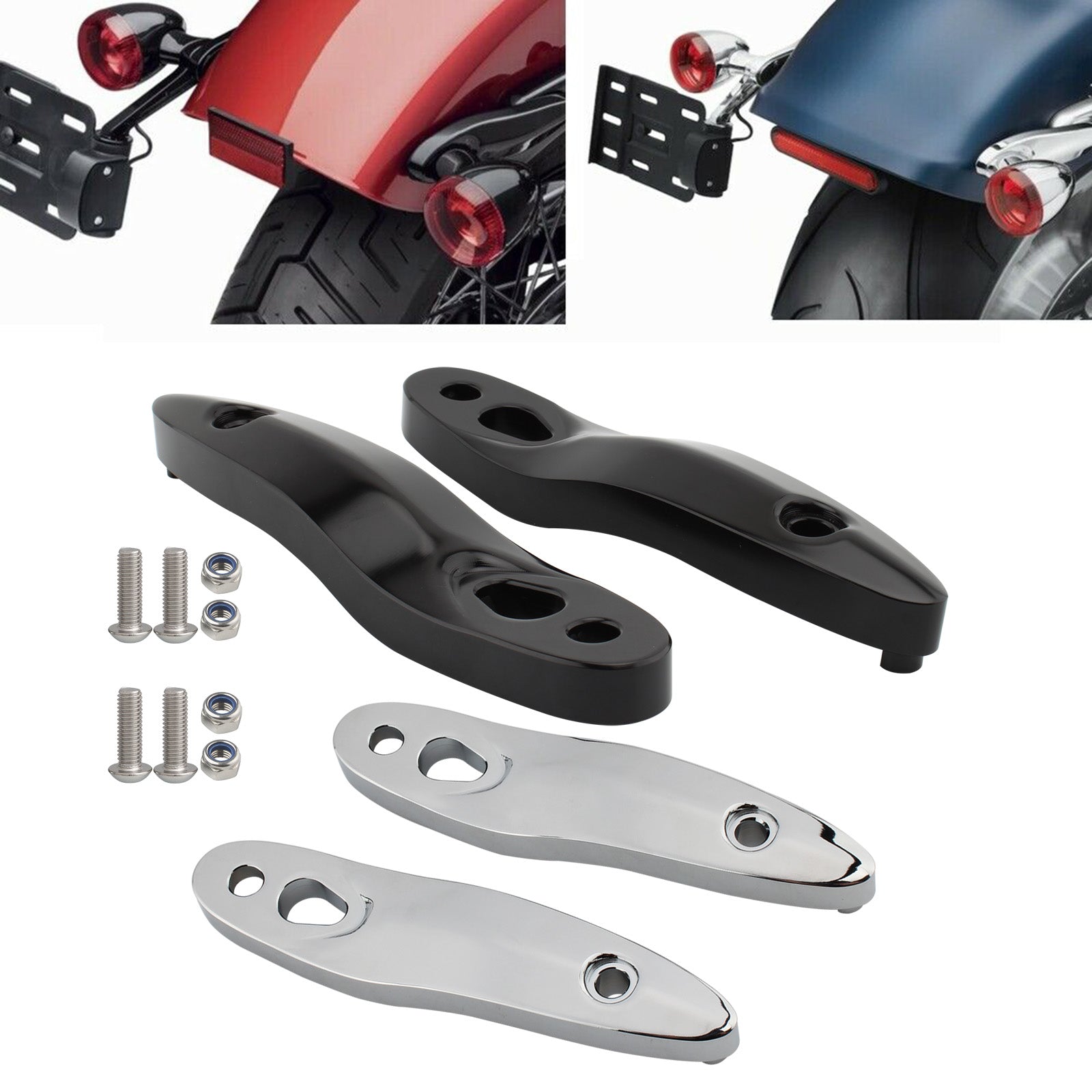 Kit de reubicación de placa de matrícula de soporte de extensión de señal de giro apto para Softail 00-20 negro