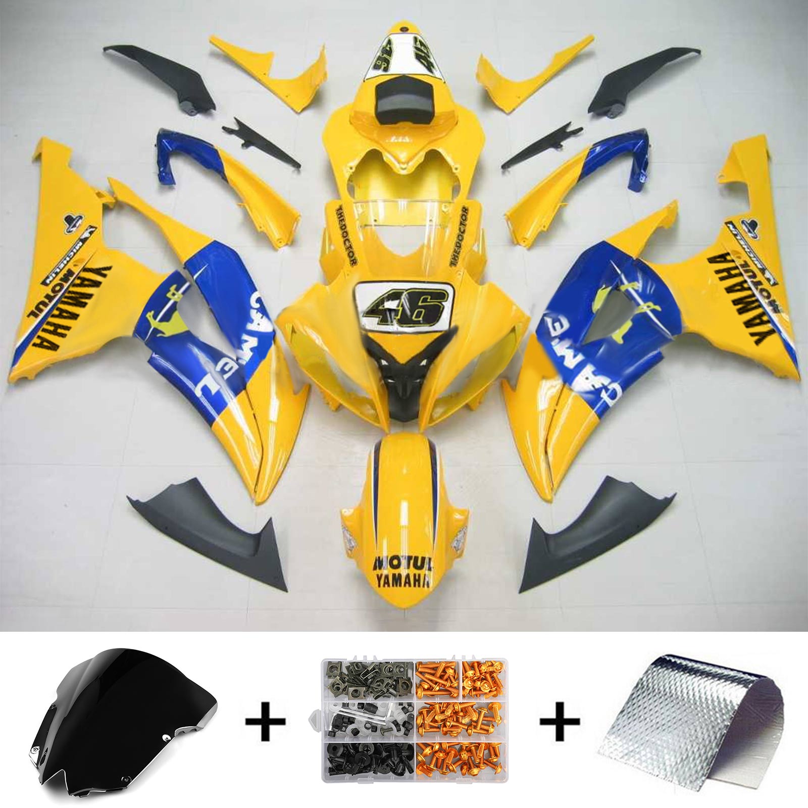 2008-2016 Yamaha yzf 600 R6 Kit de camence d'injection de carrosserie en plastique ABS # 126