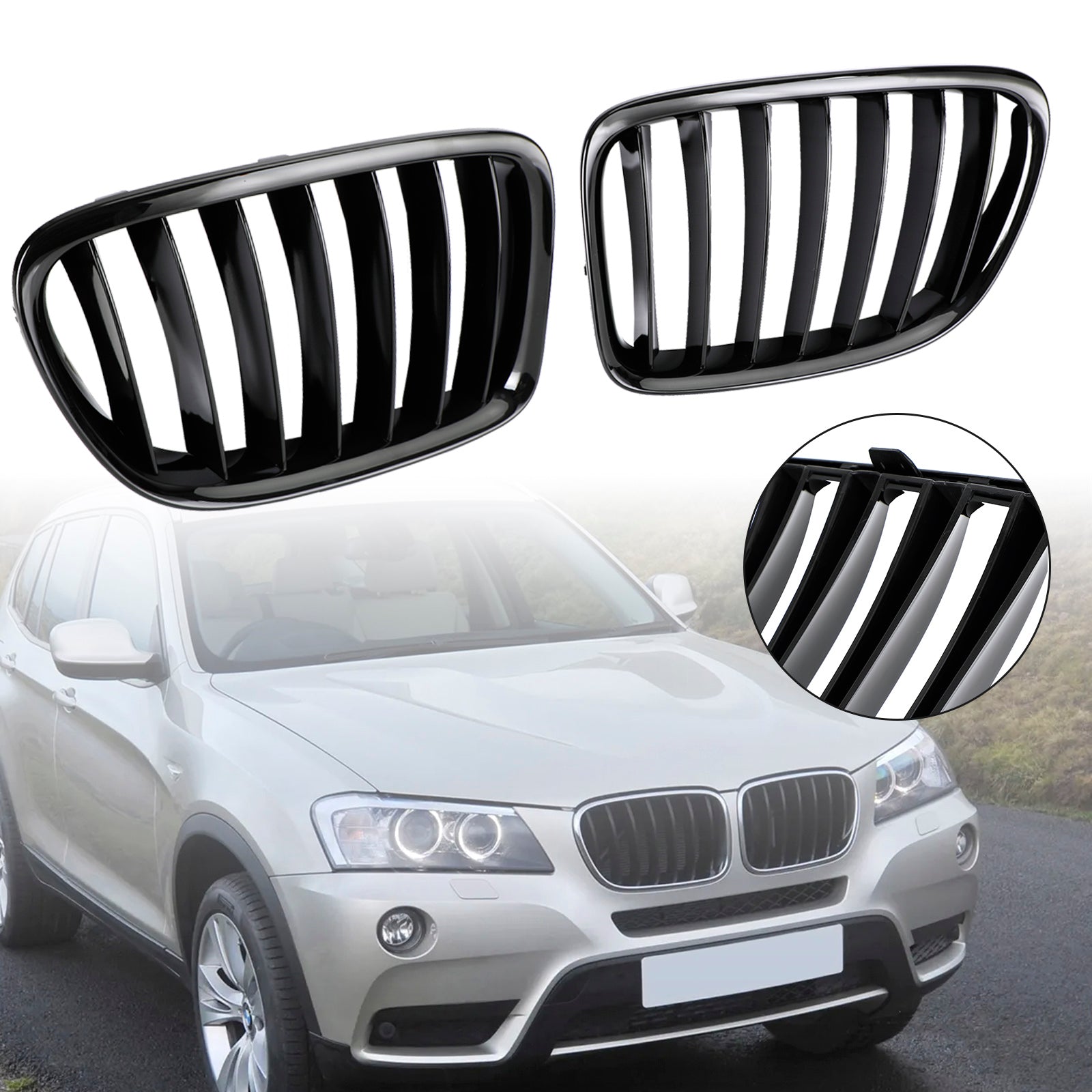 BMW X1 E84 2009-2014 SUV Gloss Black Front Hood Kidney Grill Grill