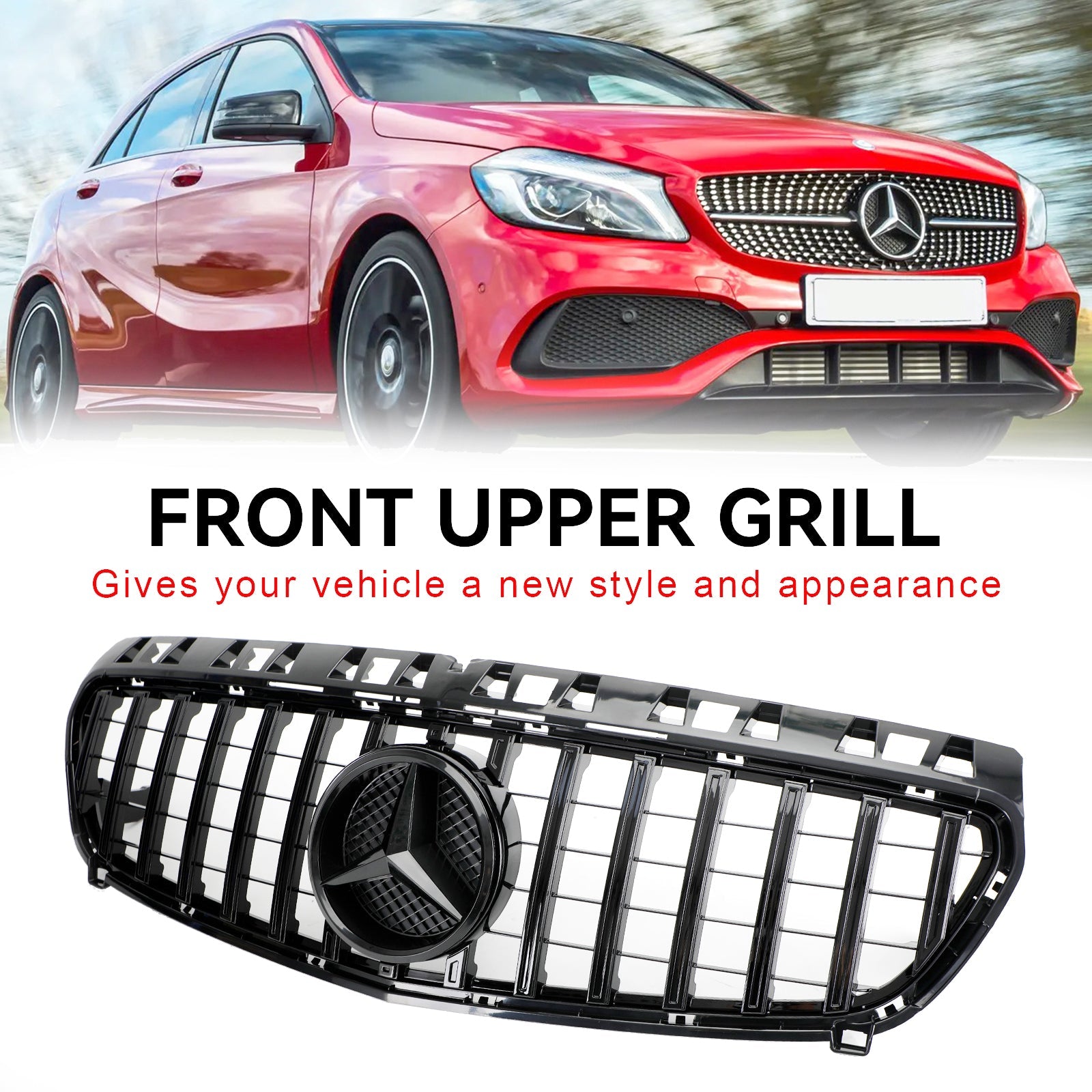 Mercedes-Benz A-KLASSE 2013-2015 W176 Glanzend zwarte voorbumpergrille