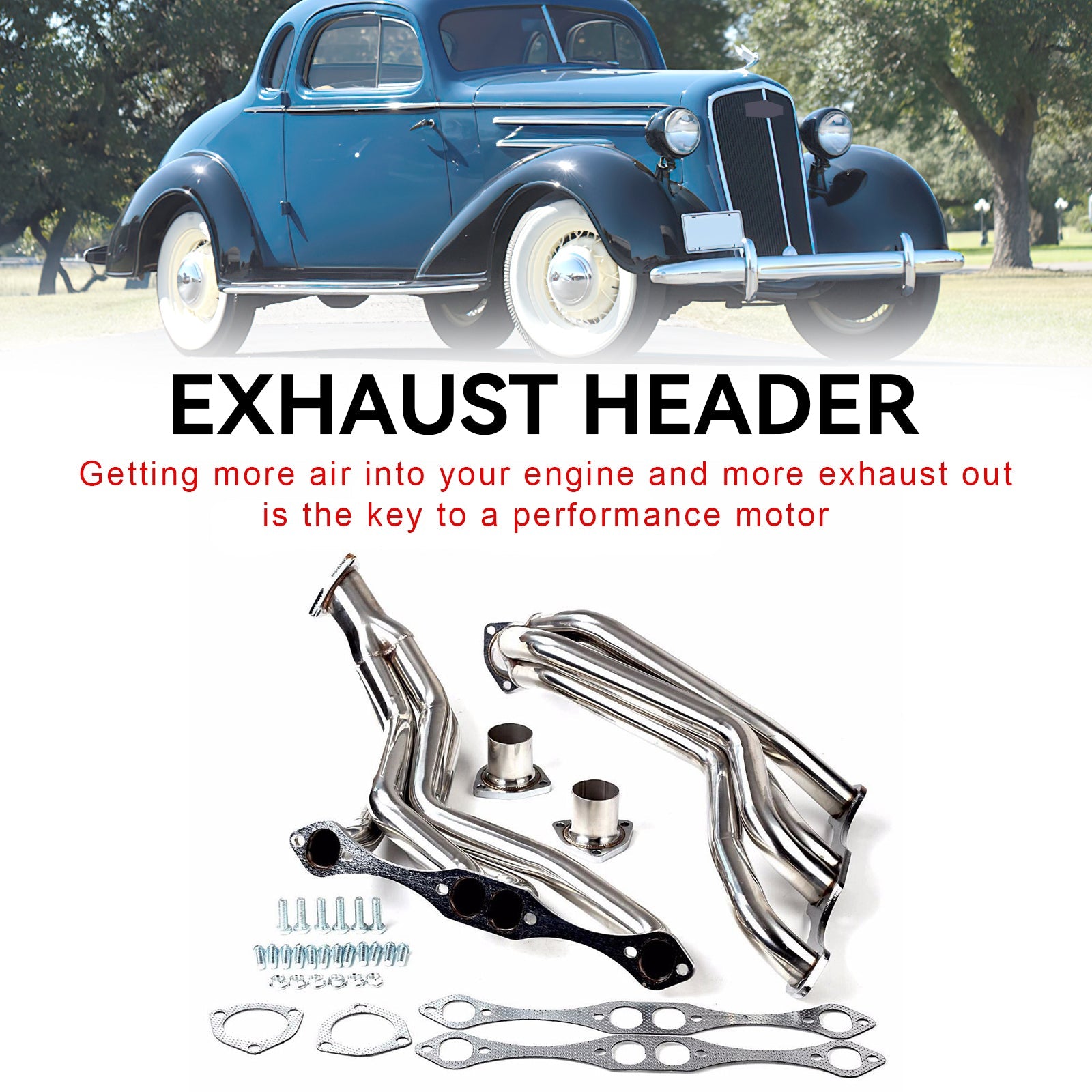 Chevrolet 1935-1948 Small Block rostfritt stålgrenrörshuvud