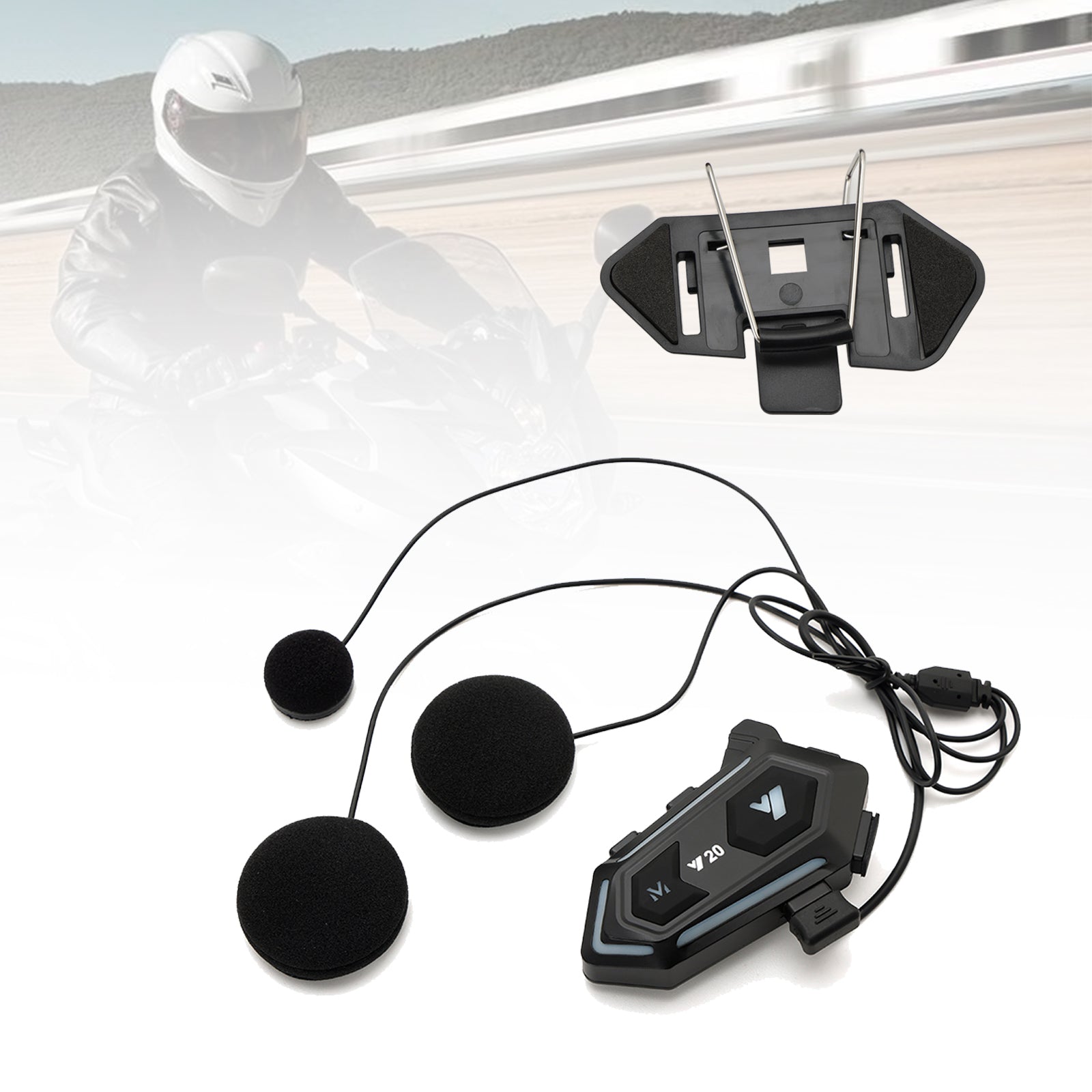 Helm Bluetooth oortelefoon Headset Draadloze speler Universeel Y20 voor motorfiets