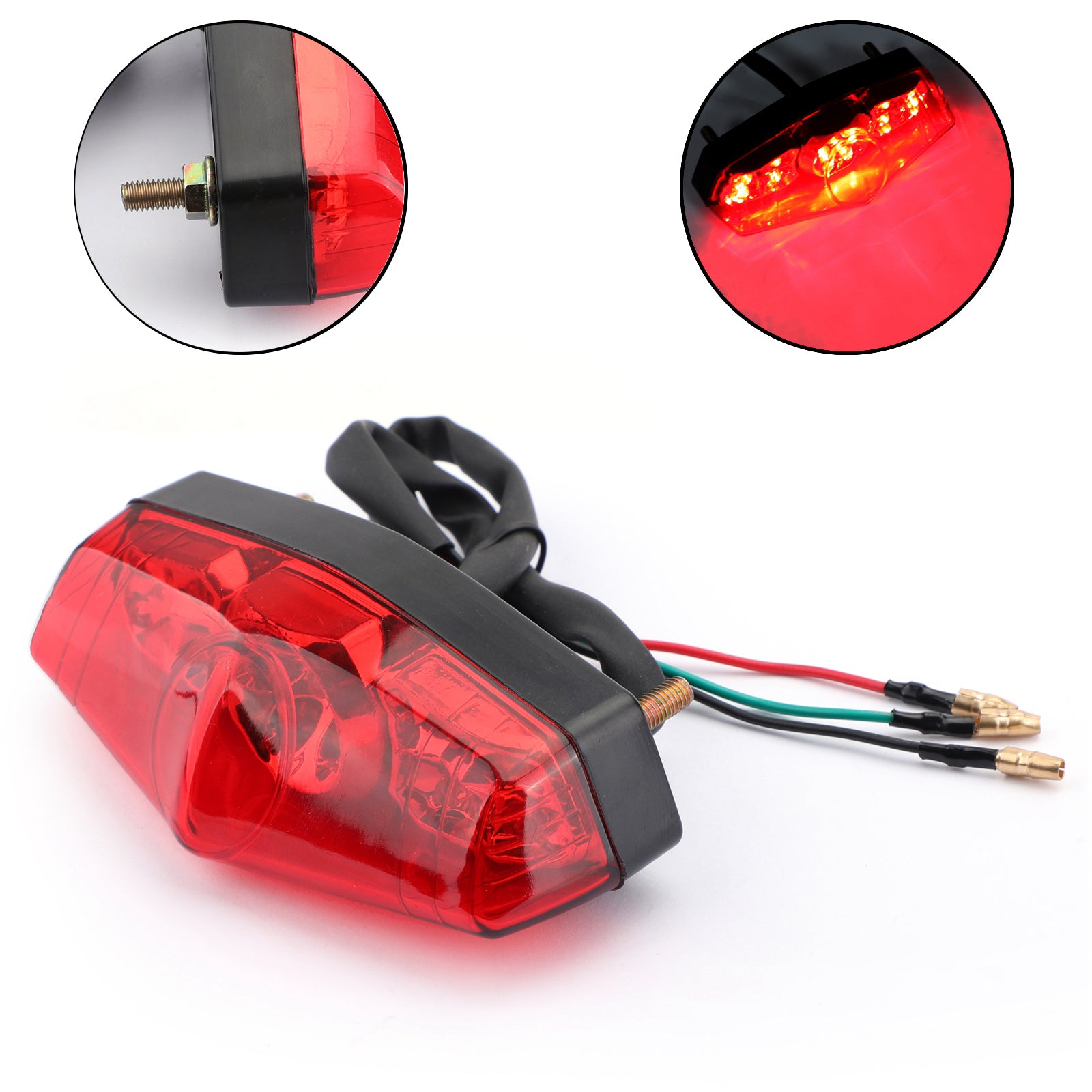ABS Motorcycle LED Red 12V Brake Stop Running Rear Tail Light Lamp Universal