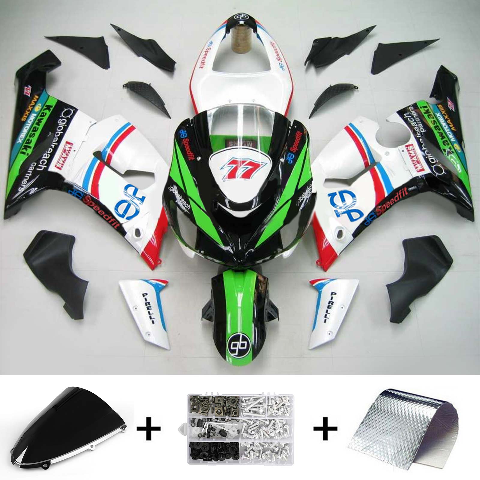 2005-2006 Kawasaki ZX6R 636 Kit de carenagem de injeção de AMOTOPT ABS PLÁSTICO DE PLÁSTICOS #138
