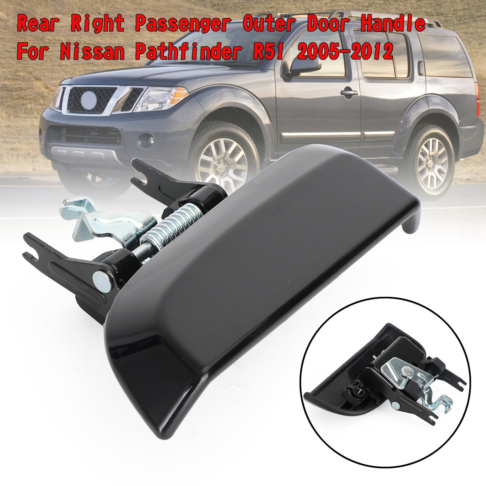Traseira esquerda+alça da porta externa do passageiro direito para Nissan Pathfinder R51 2005-2012 Genérico