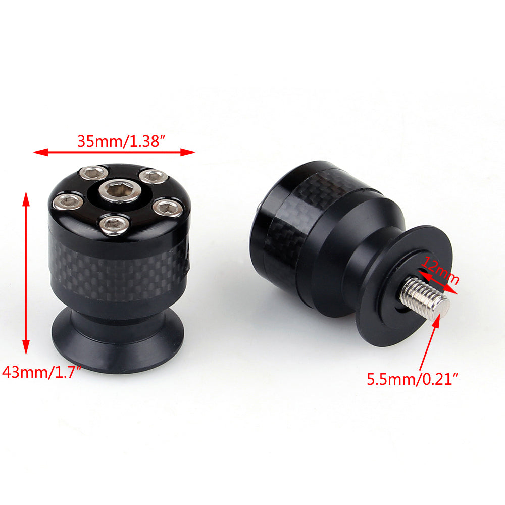 Universal Motorcycle CNC Carbon Fiber 6mm Swingarm Slideers Spools