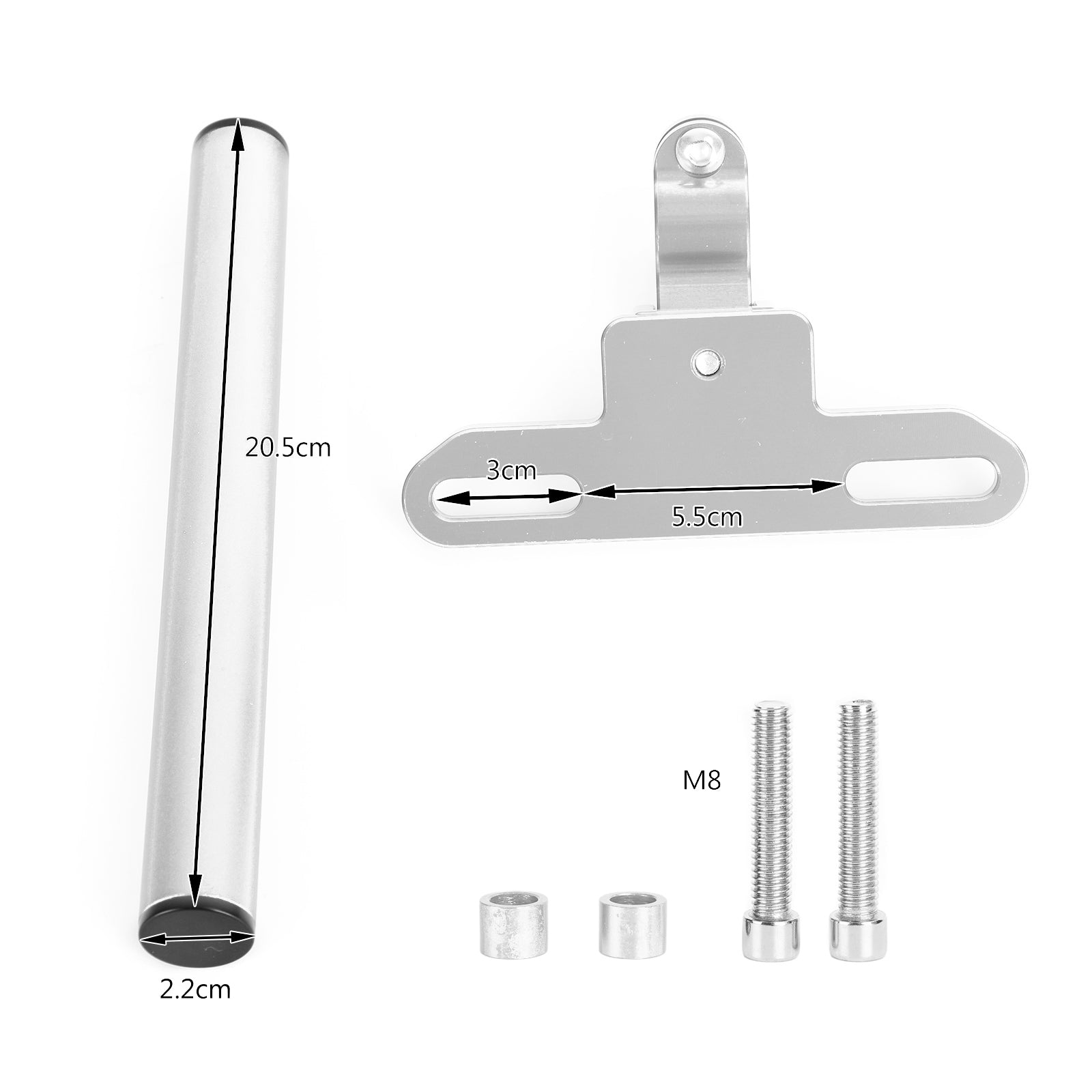 Soporte De Navegación Para Teléfono Soporte De Extensión Gps 22 Mm Para Motocicleta Moto Plata Genérico