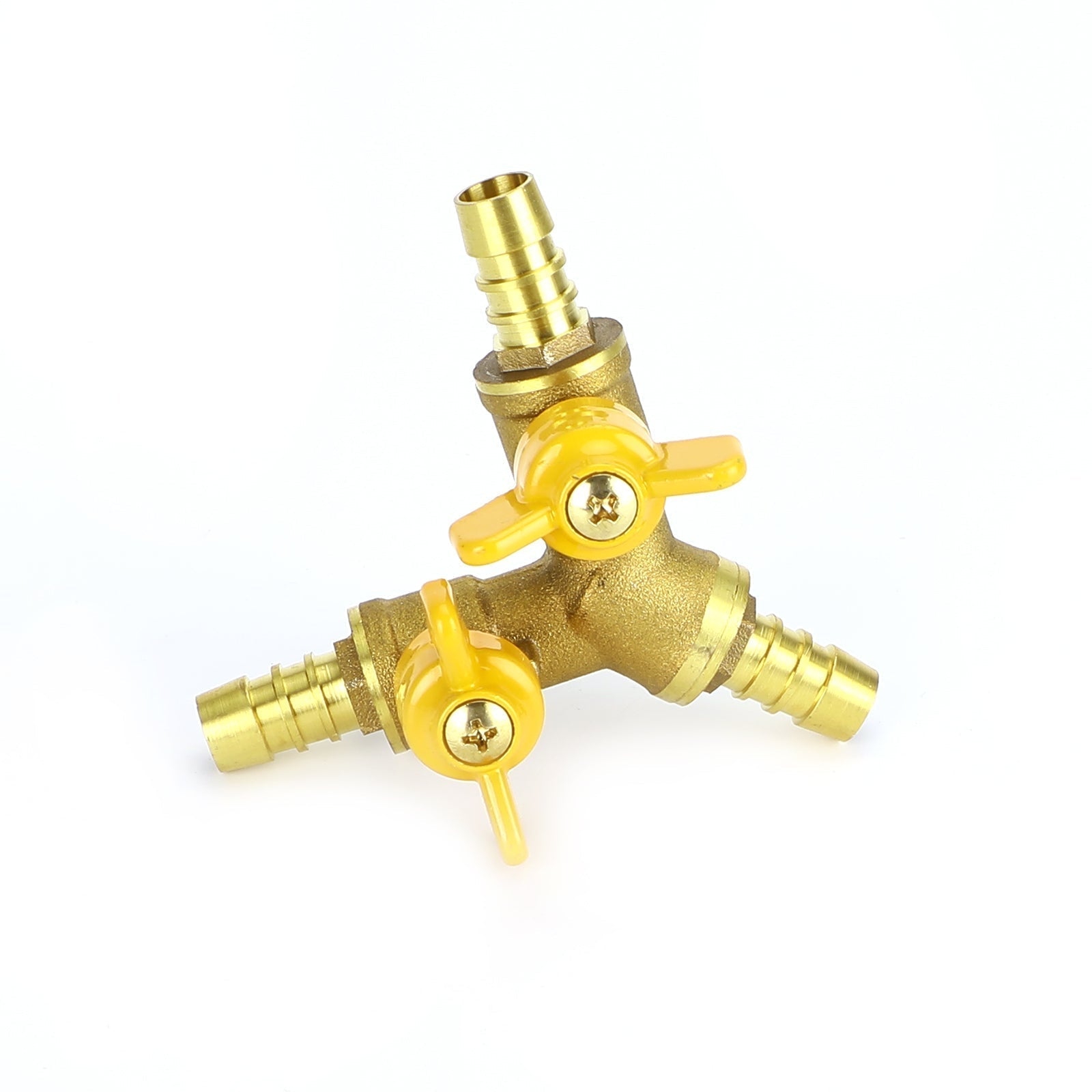 3/8" Hose Barb Ball Valve Y Shaped 3 Way Connector Barb Brass Fitting OD 11mm