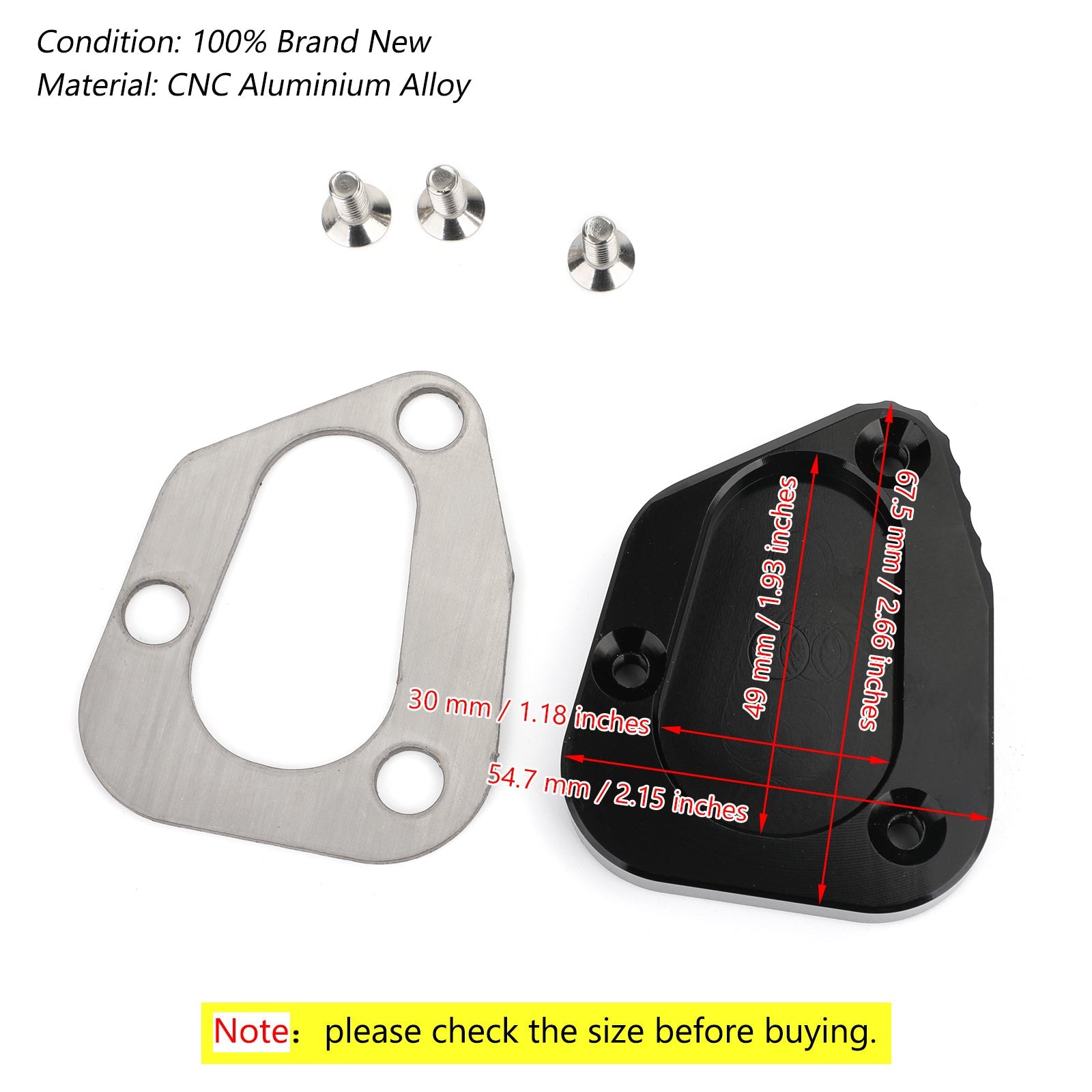 Kickstand Sidestand Forstørr plateputen Fit for Yamaha FJR1300 2006-2017 Svart generisk